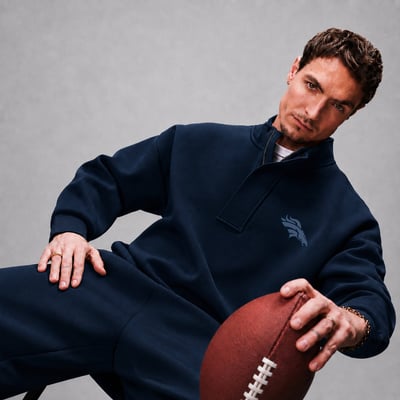  Denver Broncos Levelwear Core Logo Luxe Stein 1/4 Zip Pullover - Navy