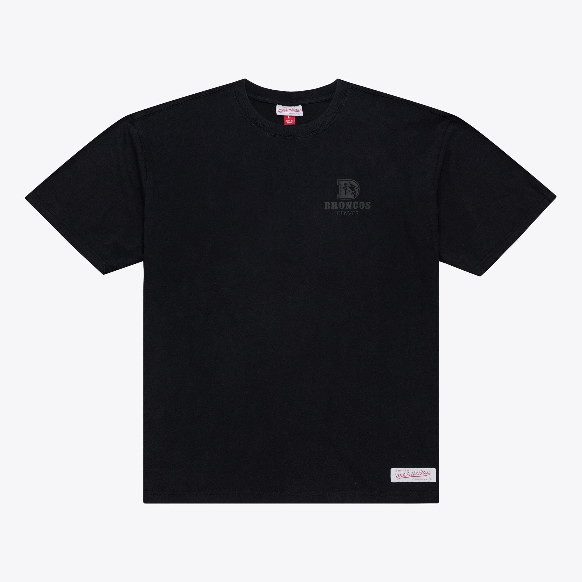 Men's Mitchell & Ness Black Denver Broncos Core Essentials Micro Logo T-Shirt