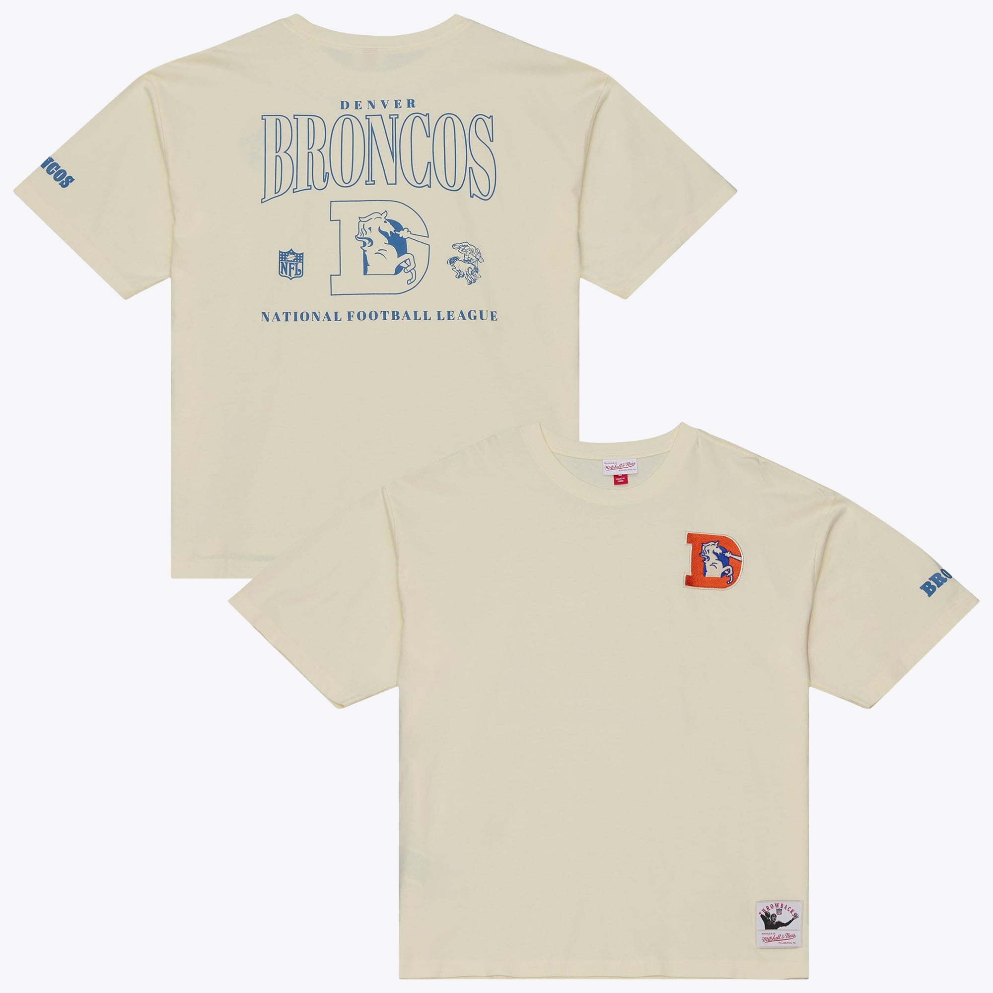 T-shirt Mitchell & Ness crème pour homme, Denver Broncos, coupe oversize, coloris Heritage Hues