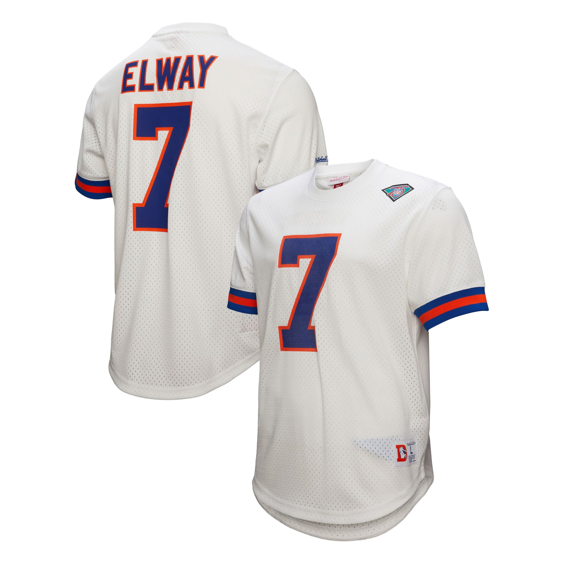 Men's Mitchell & Ness John Elway Denver Broncos Retired Player Name Number Mesh Top