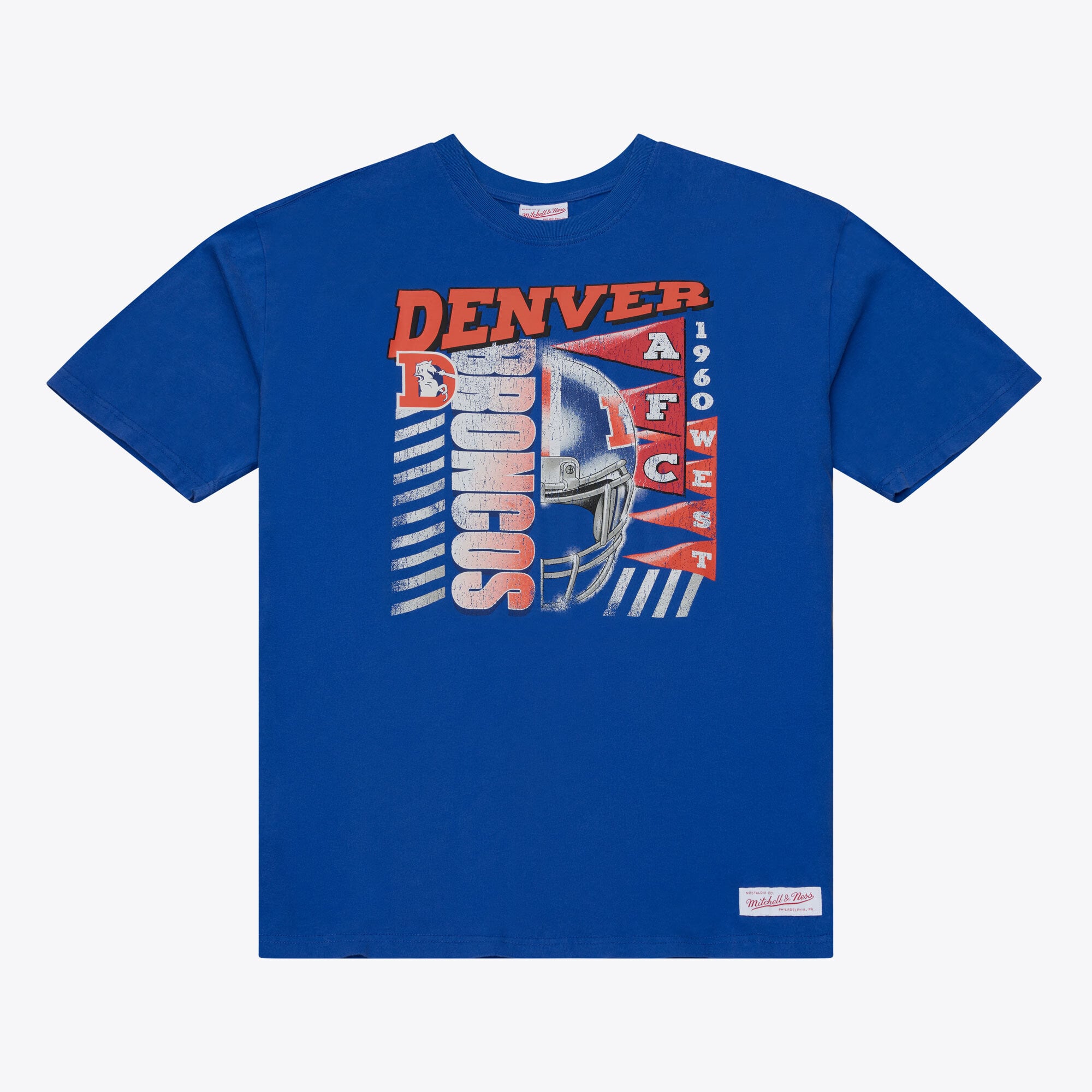 T-shirt à manches courtes Mitchell & Ness Royal Denver Broncos Core Essentials Street Graphic pour homme