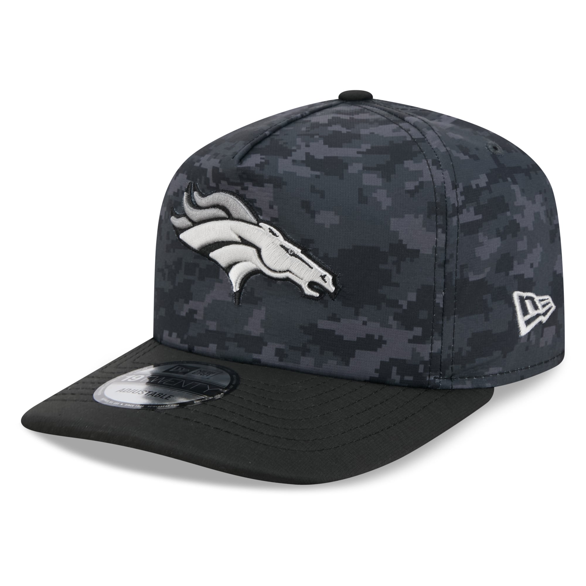 Casquette ajustable New Era noire Denver Broncos 2026 Salute To Service 19TWENTY pour homme