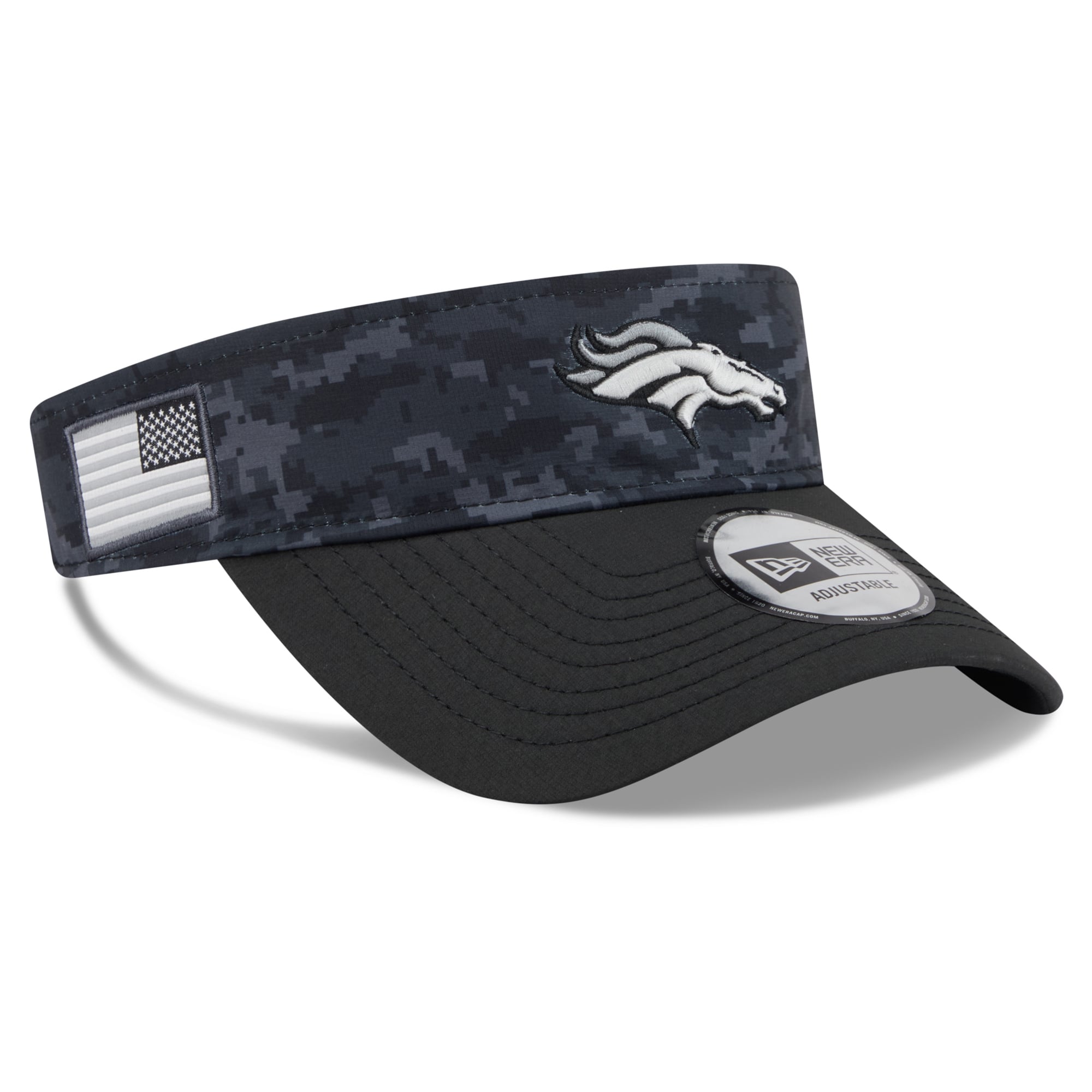 Casquette New Era noire pour homme Denver Broncos 2026 Salute To Service, visière ajustable
