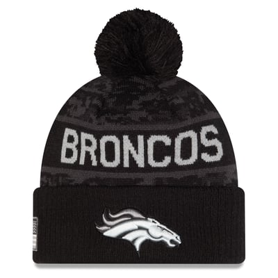 Denver Broncos New Era 2026 Salute To Service Cuffed Knit Hat with Pom - Black