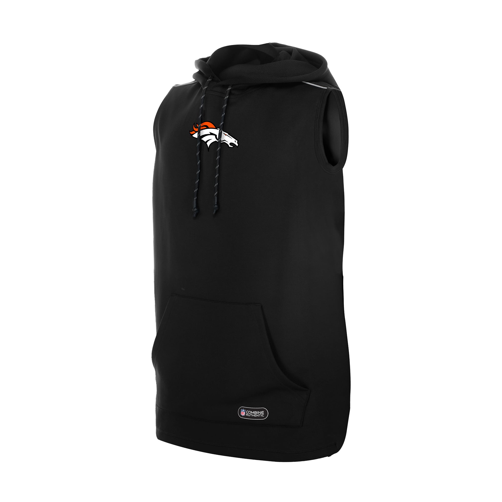 Sweat à capuche sans manches New Era noir Denver Broncos Combine Authentic pour homme