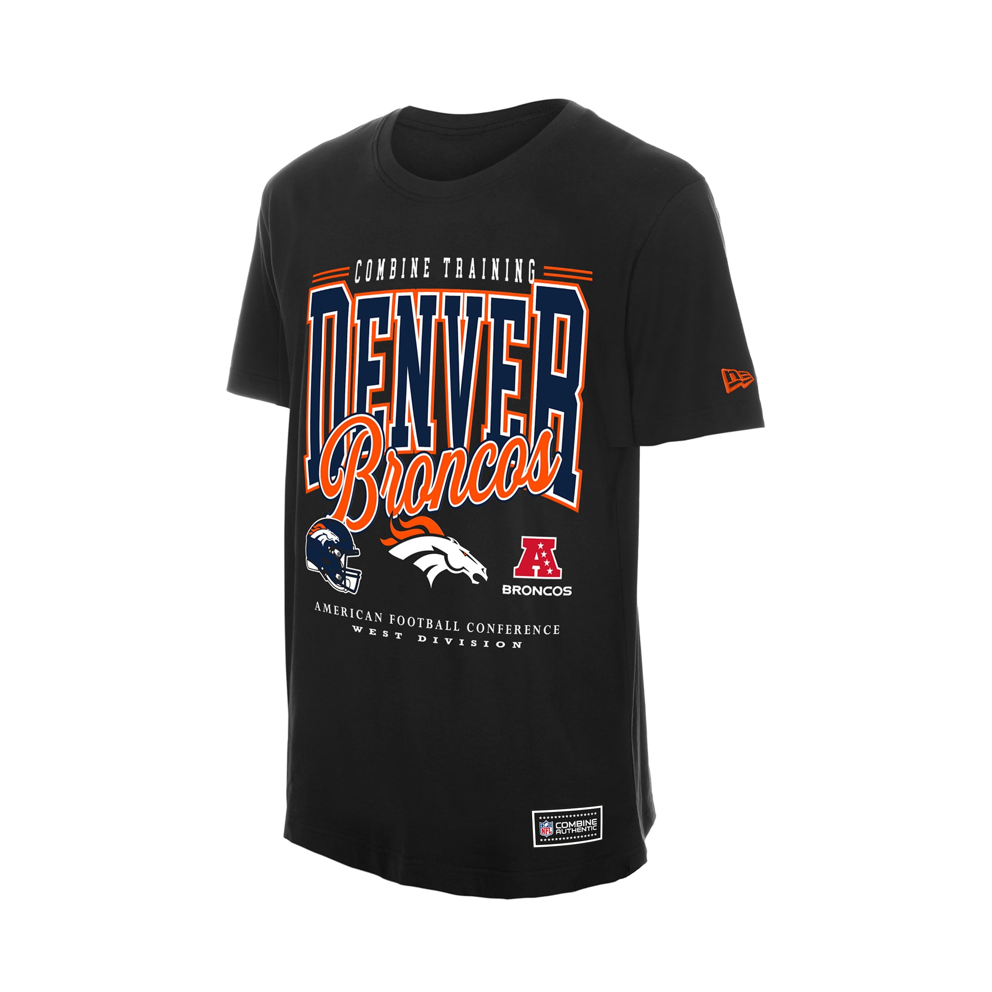 T-shirt authentique New Era noir Denver Broncos Combine pour homme