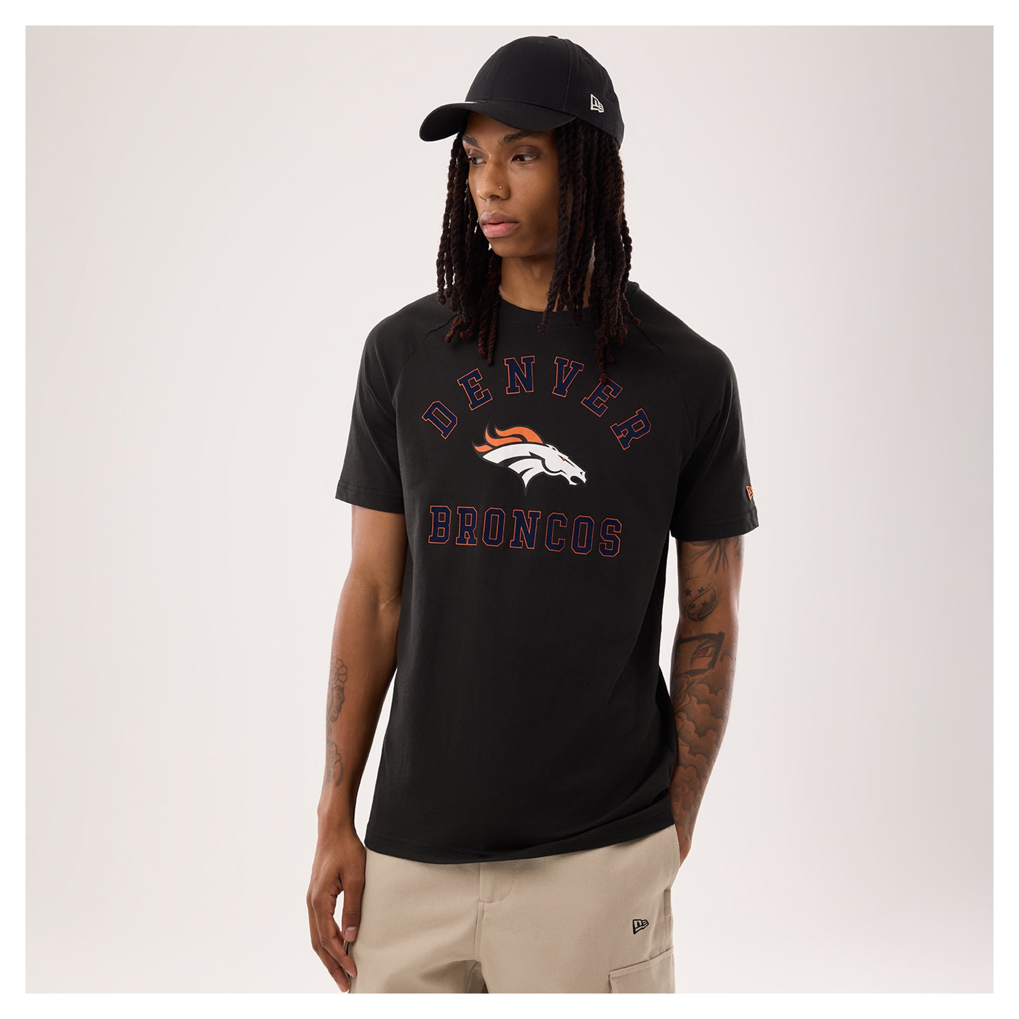 T-shirt fonctionnel New Era noir pour homme, Denver Broncos, les fans