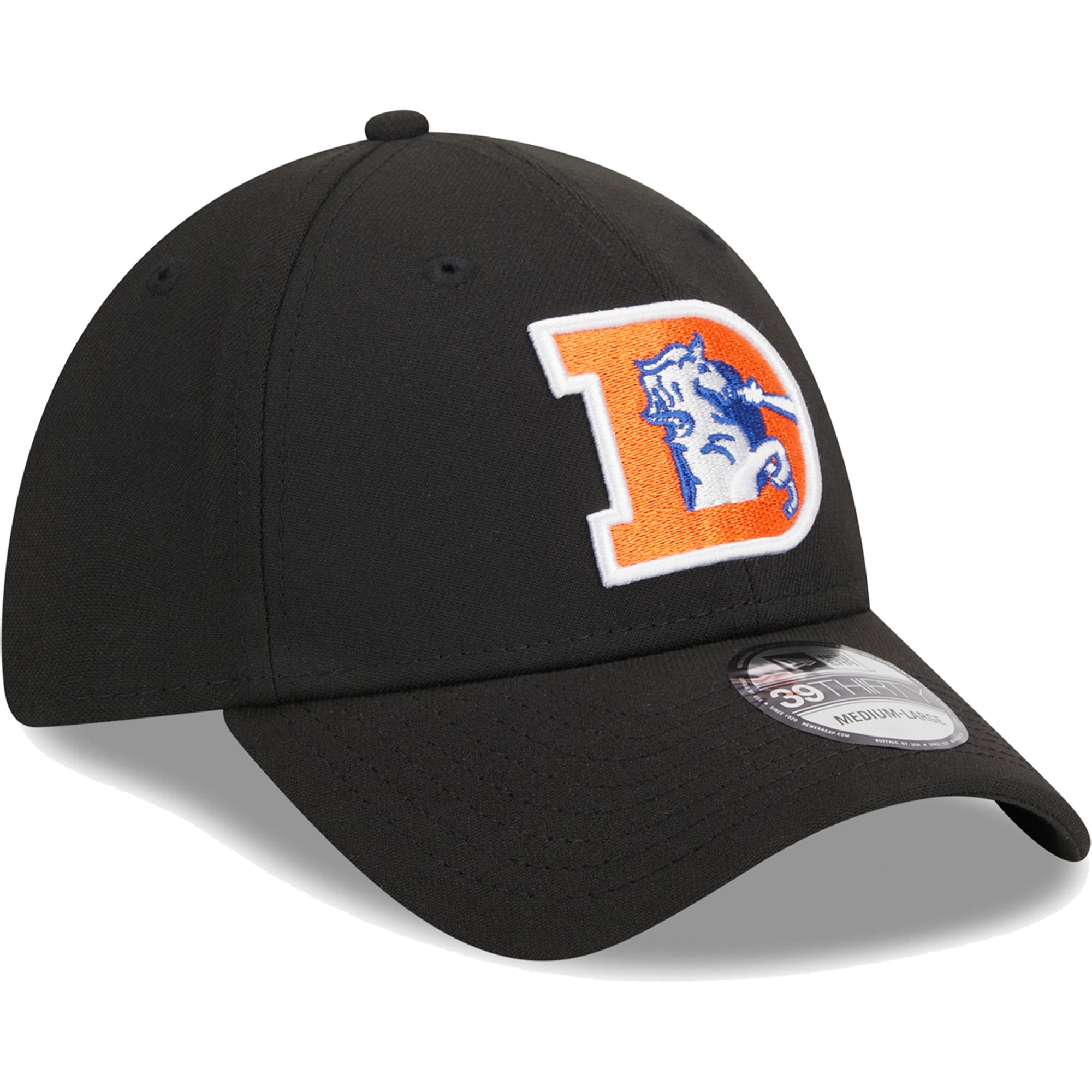 Casquette Flex New Era Denver Broncos Throwback Main 39THIRTY pour homme, noire