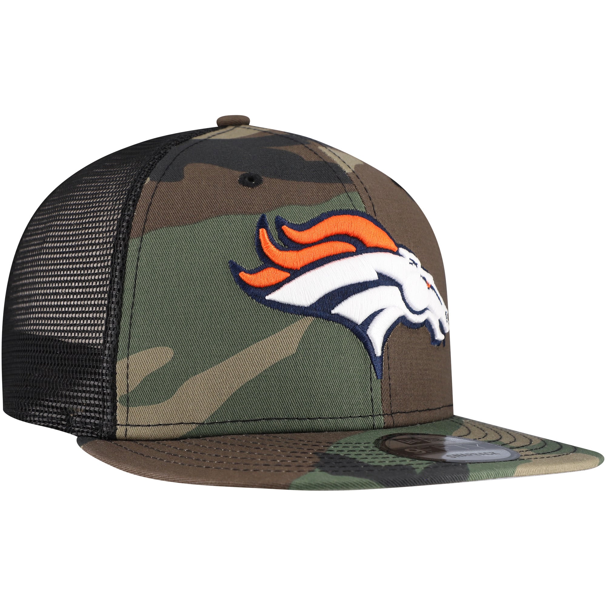 Casquette à visière à pression New Era Camo Denver Broncos Main Trucker 9FIFTY pour homme