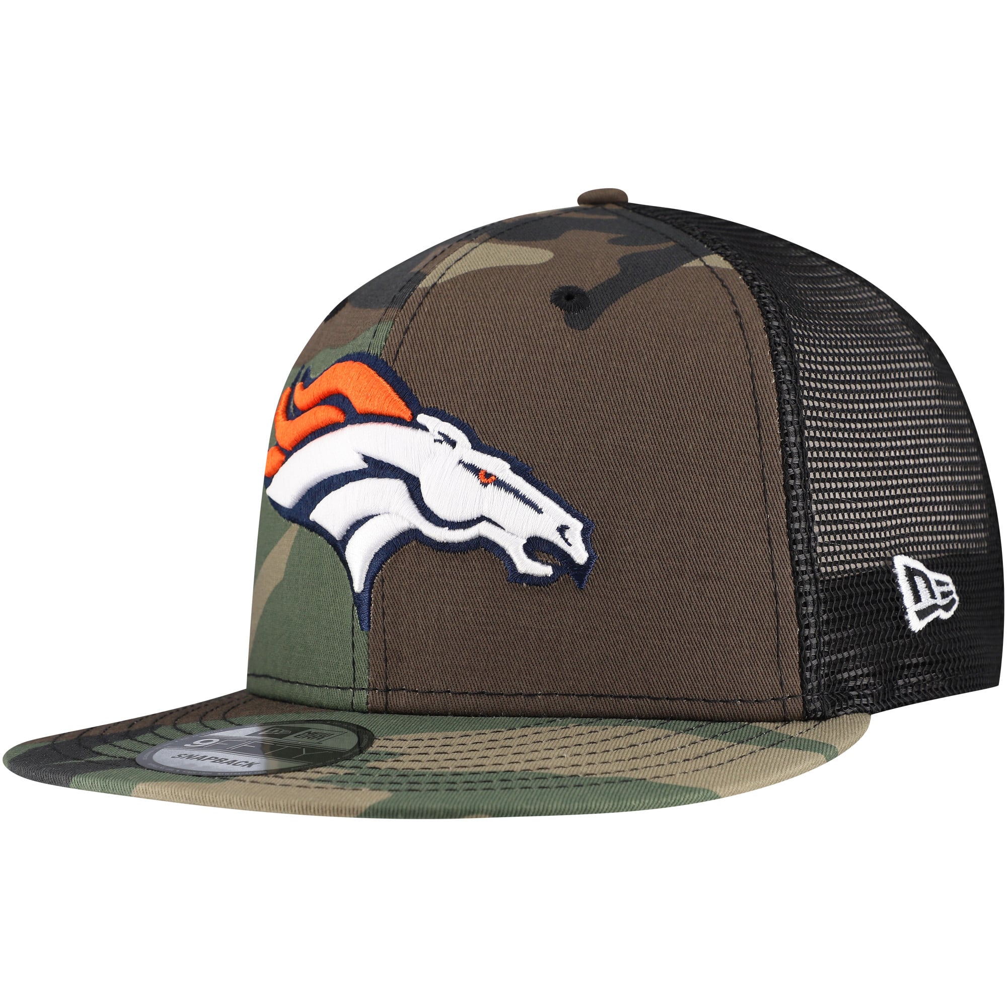 Casquette à visière à pression New Era Camo Denver Broncos Main Trucker 9FIFTY pour homme