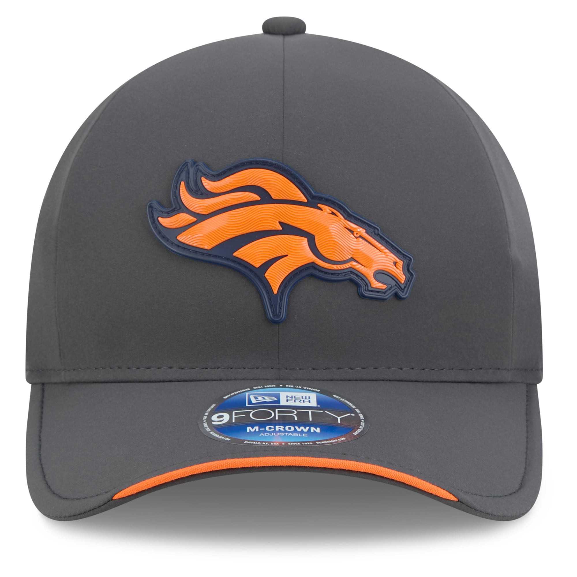 Casquette ajustable New Era 9FORTY M-Crown pour homme, couleur anthracite, Denver Broncos, collection 2026 Sideline, idéale pour les temps froids.