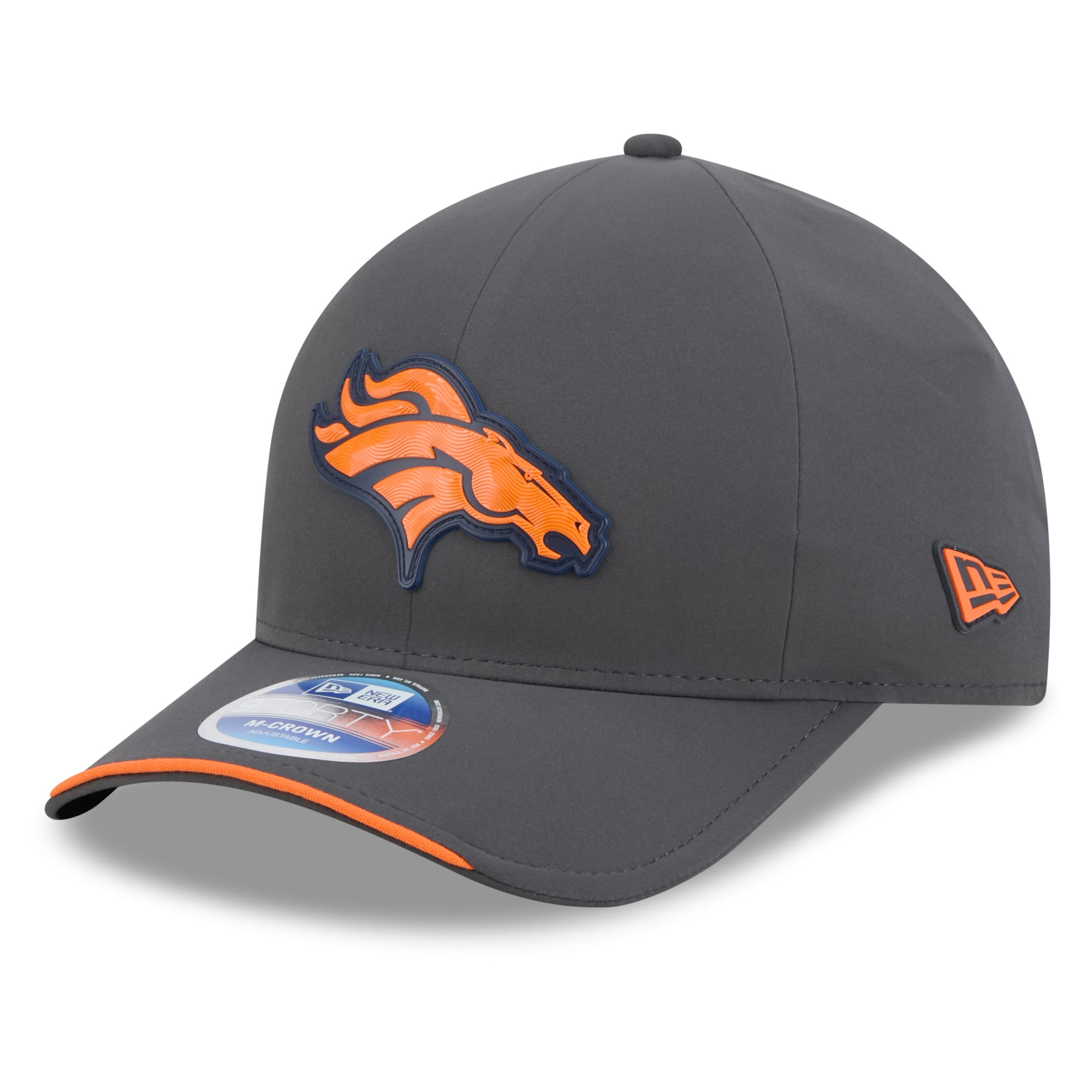 Casquette ajustable New Era 9FORTY M-Crown pour homme, couleur anthracite, Denver Broncos, collection 2026 Sideline, idéale pour les temps froids.