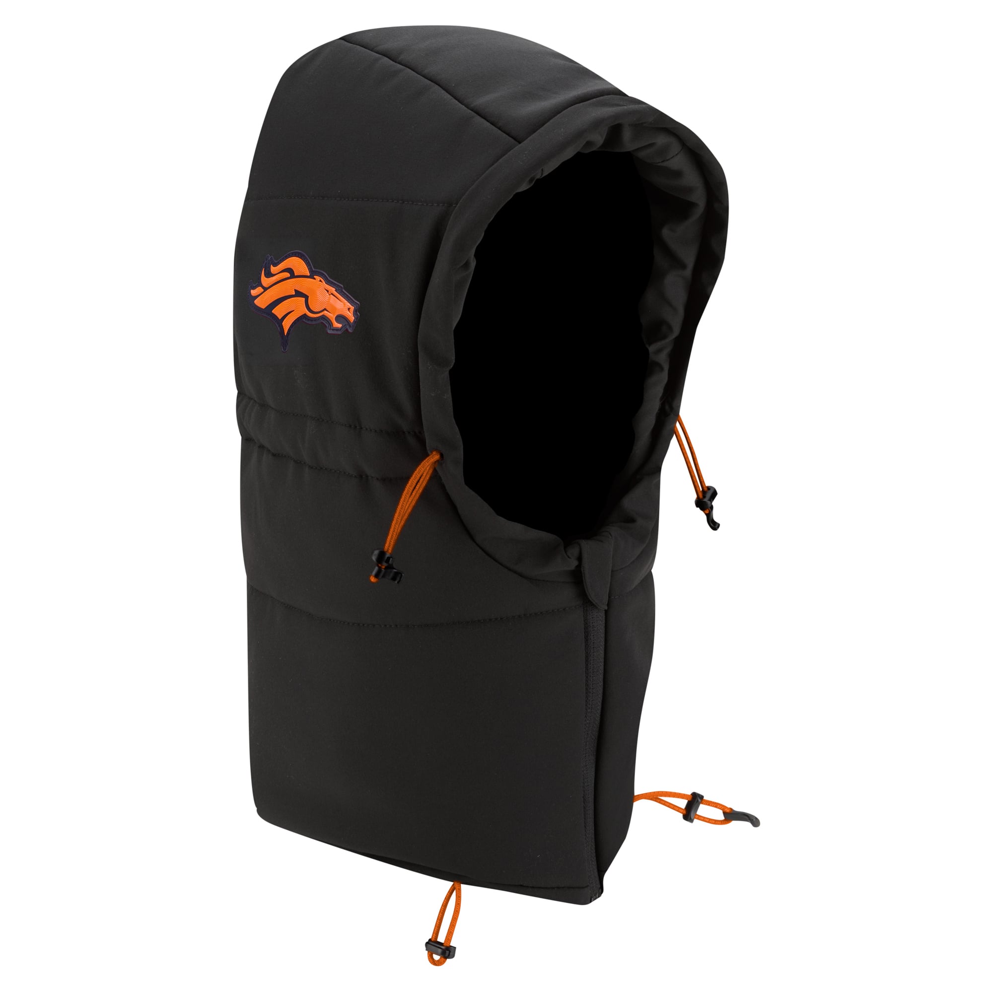 Sweat à capuche matelassé ajustable New Era pour homme, coloris anthracite, Denver Broncos 2026 Sideline, idéal pour temps froid.
