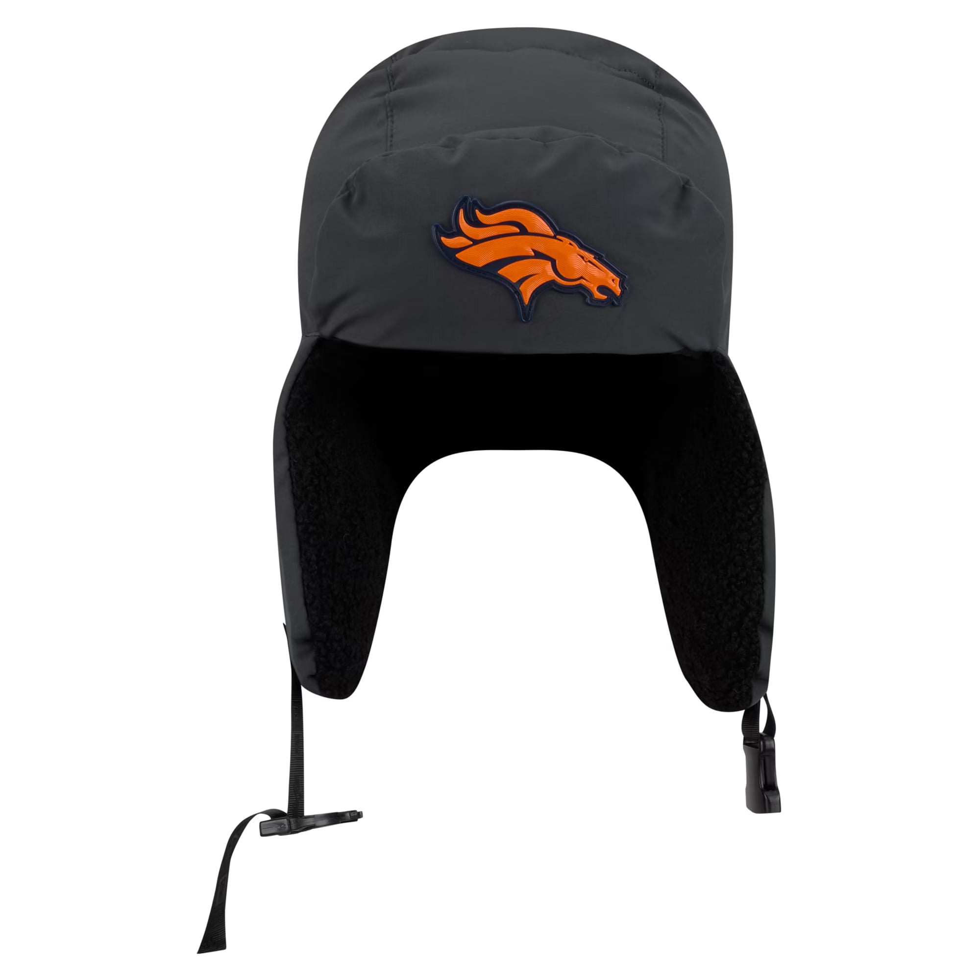 Casquette trappeur New Era anthracite pour homme, Denver Broncos 2026, idéale pour les temps froids.