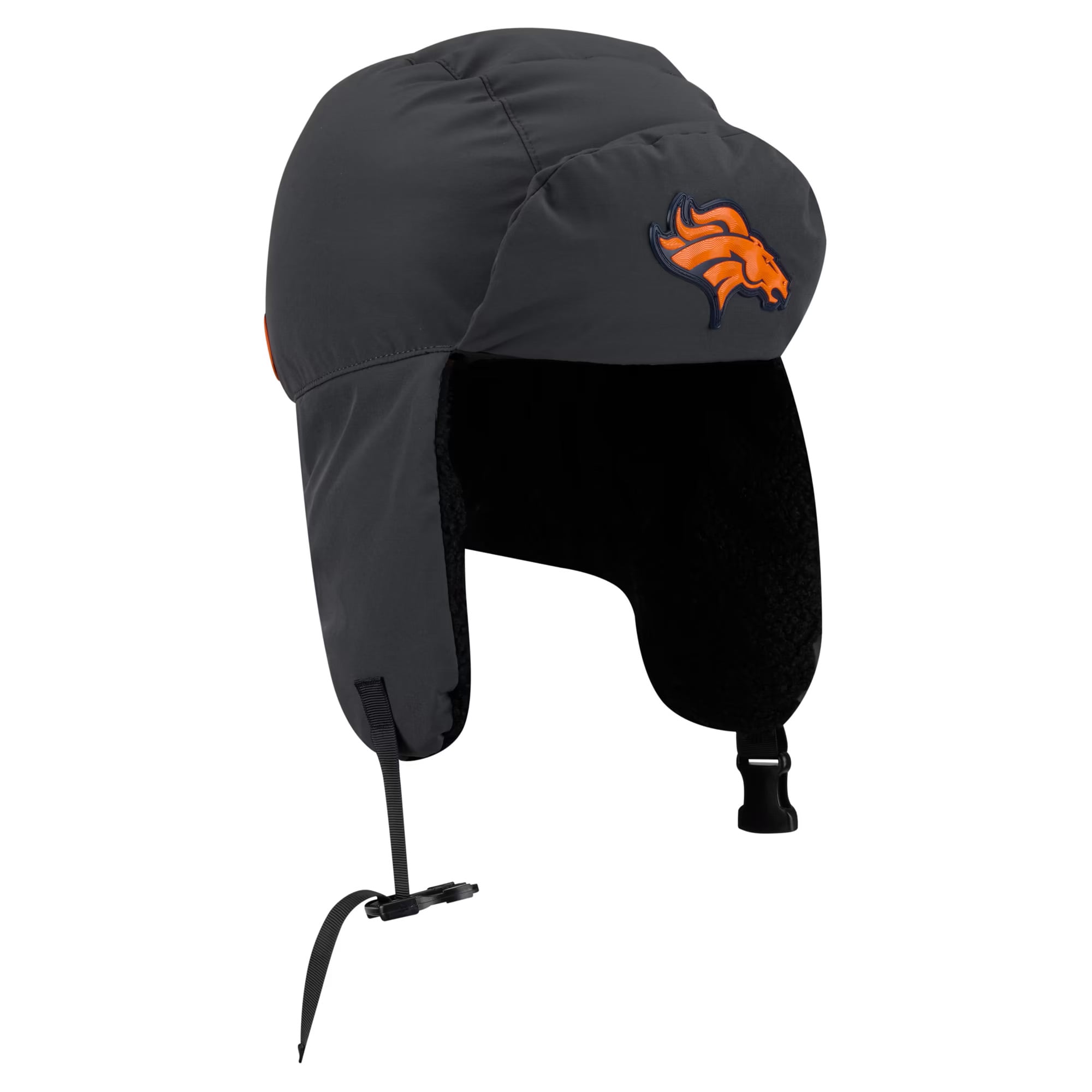 Casquette trappeur New Era anthracite pour homme, Denver Broncos 2026, idéale pour les temps froids.