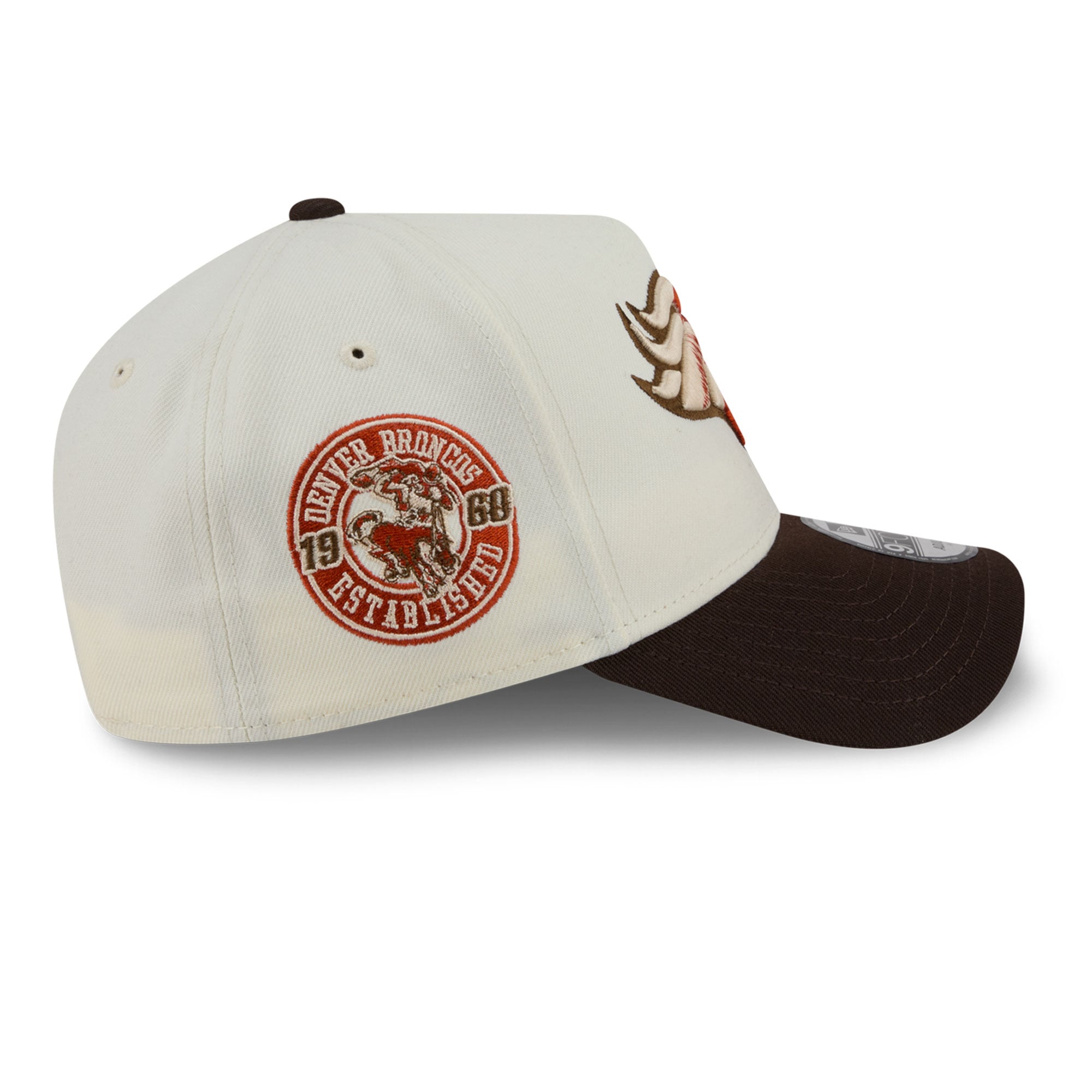 Men's New Era Cream/Brown Denver Broncos Pumpkin Spice A-Frame 9FORTY Adjustable Hat