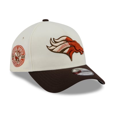 Denver Broncos New Era Pumpkin Spice A-Frame 9FORTY Adjustable Hat - Cream/Brown
