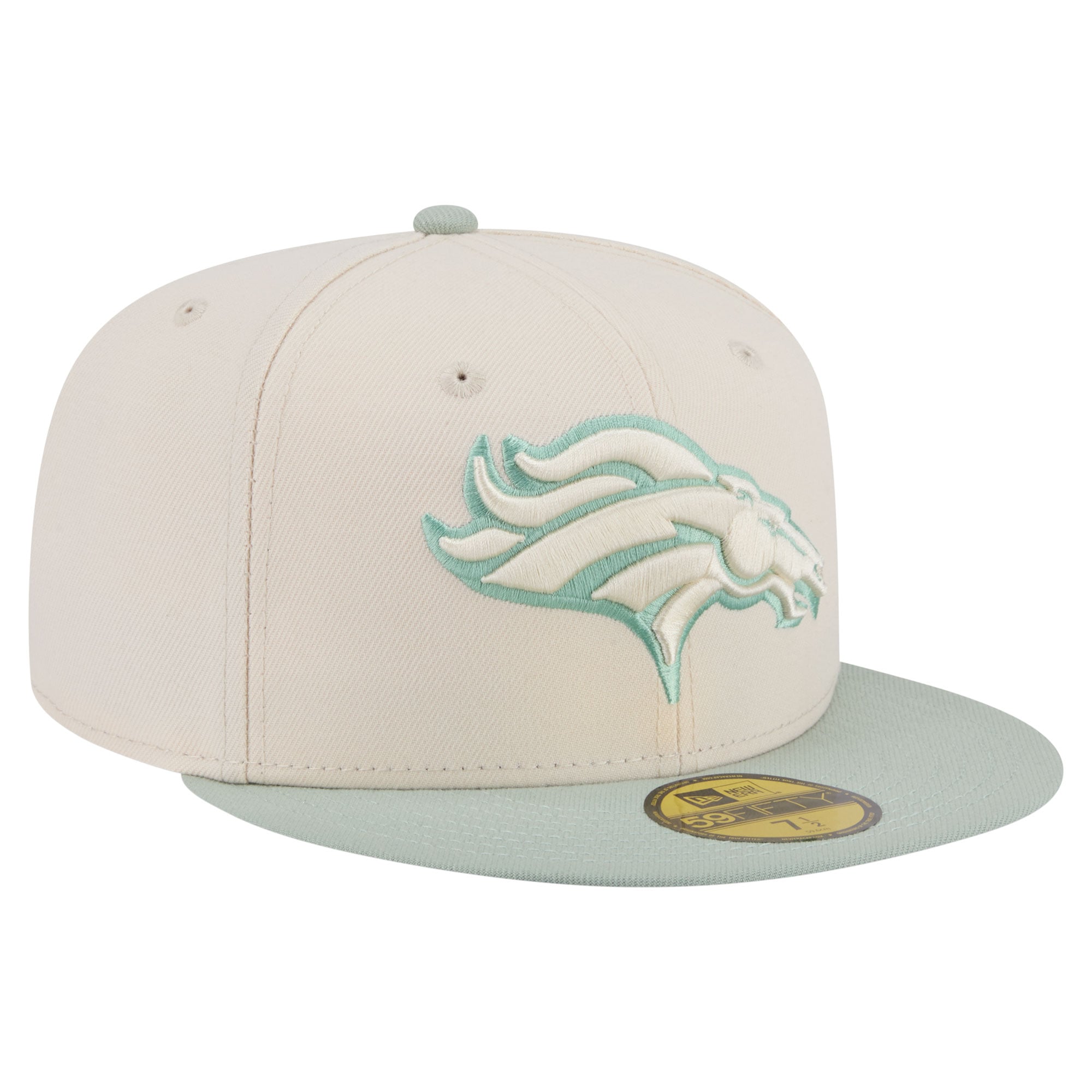 Casquette ajustée New Era 59FIFTY pour homme, coloris crème/vert clair Denver Broncos