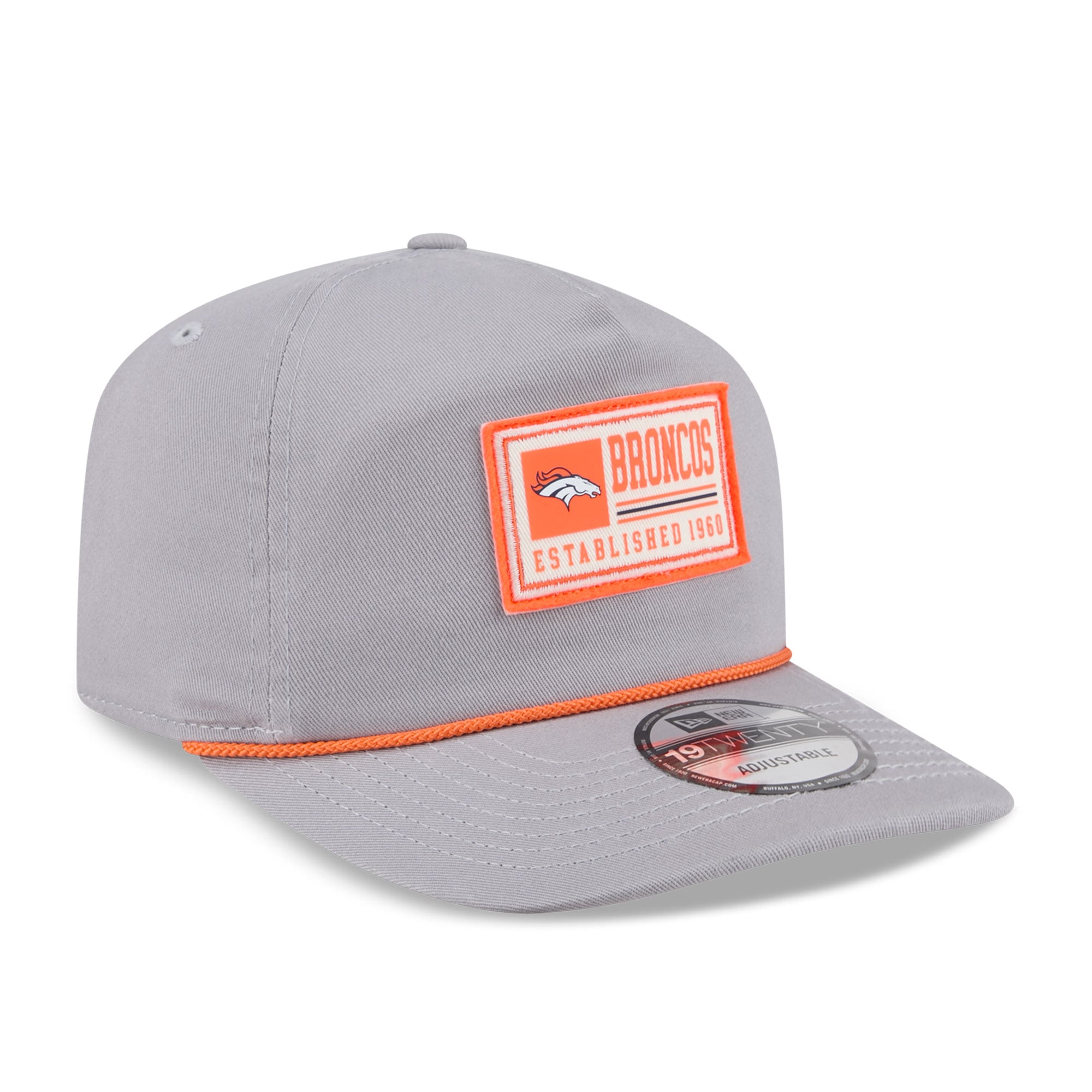 Casquette ajustable New Era grise Denver Broncos Patch 19TWENTY pour homme