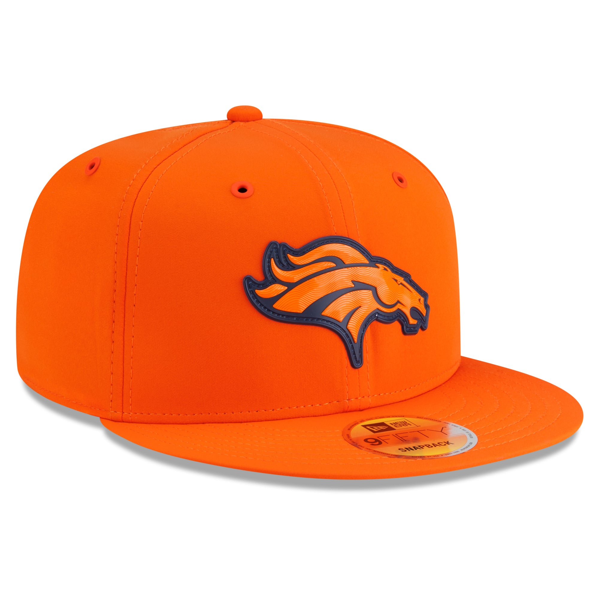 Casquette snapback New Era orange Denver Broncos 2026 Sideline 9FIFTY pour homme