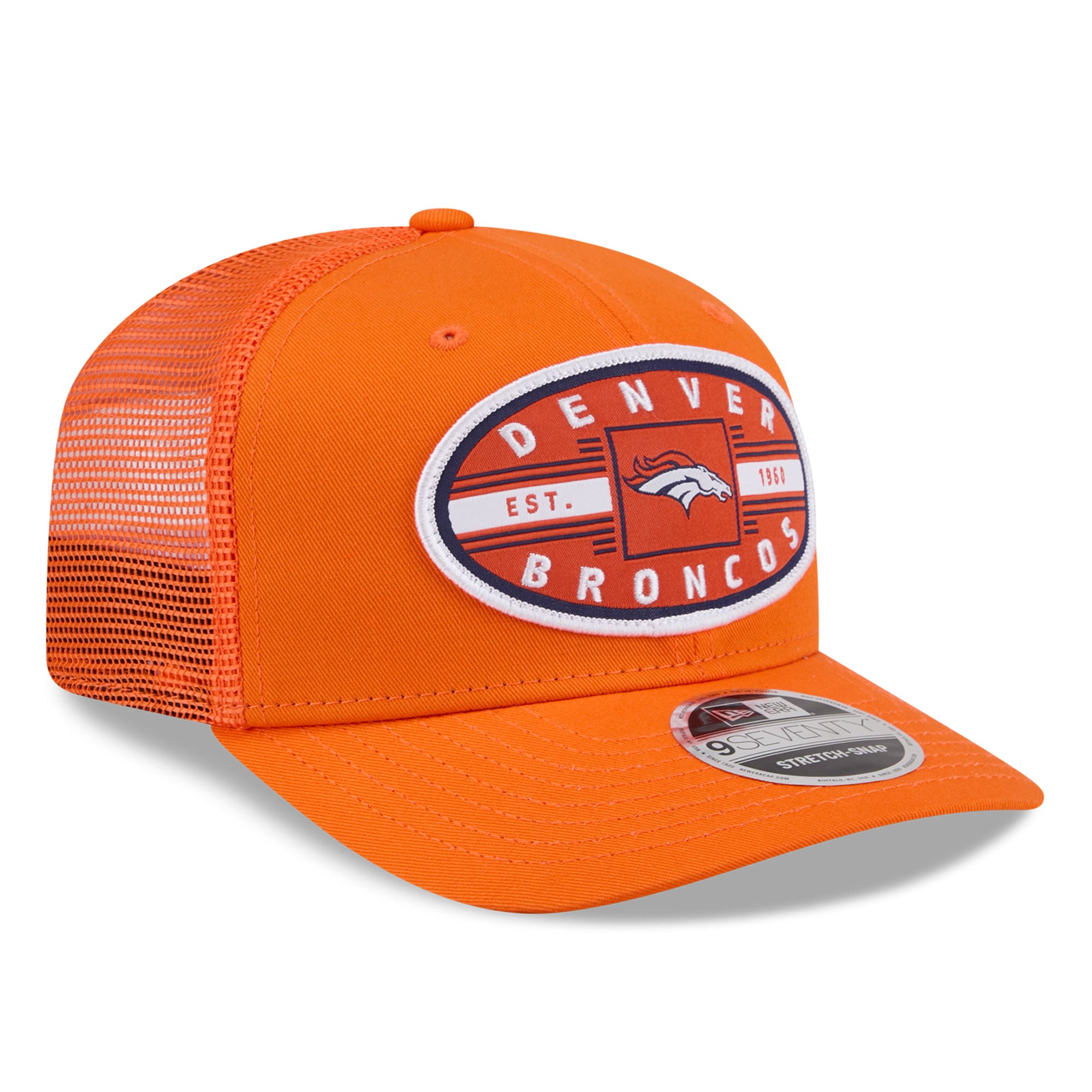 Casquette trucker New Era orange Denver Broncos Collegiate 9SEVENTY pour homme