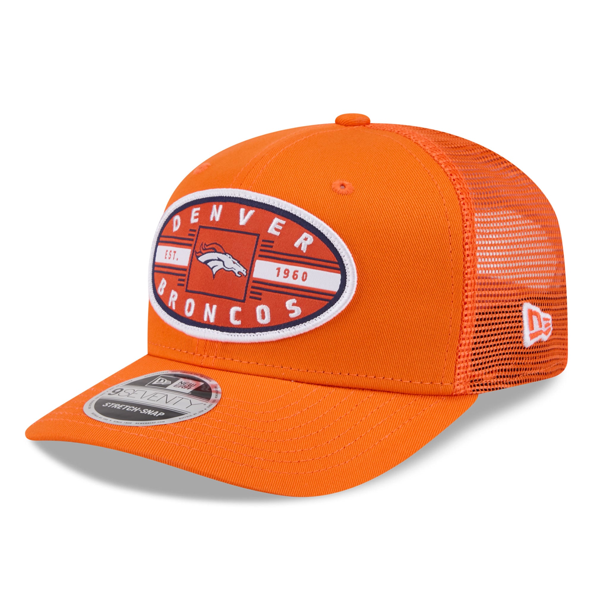 Casquette trucker New Era orange Denver Broncos Collegiate 9SEVENTY pour homme