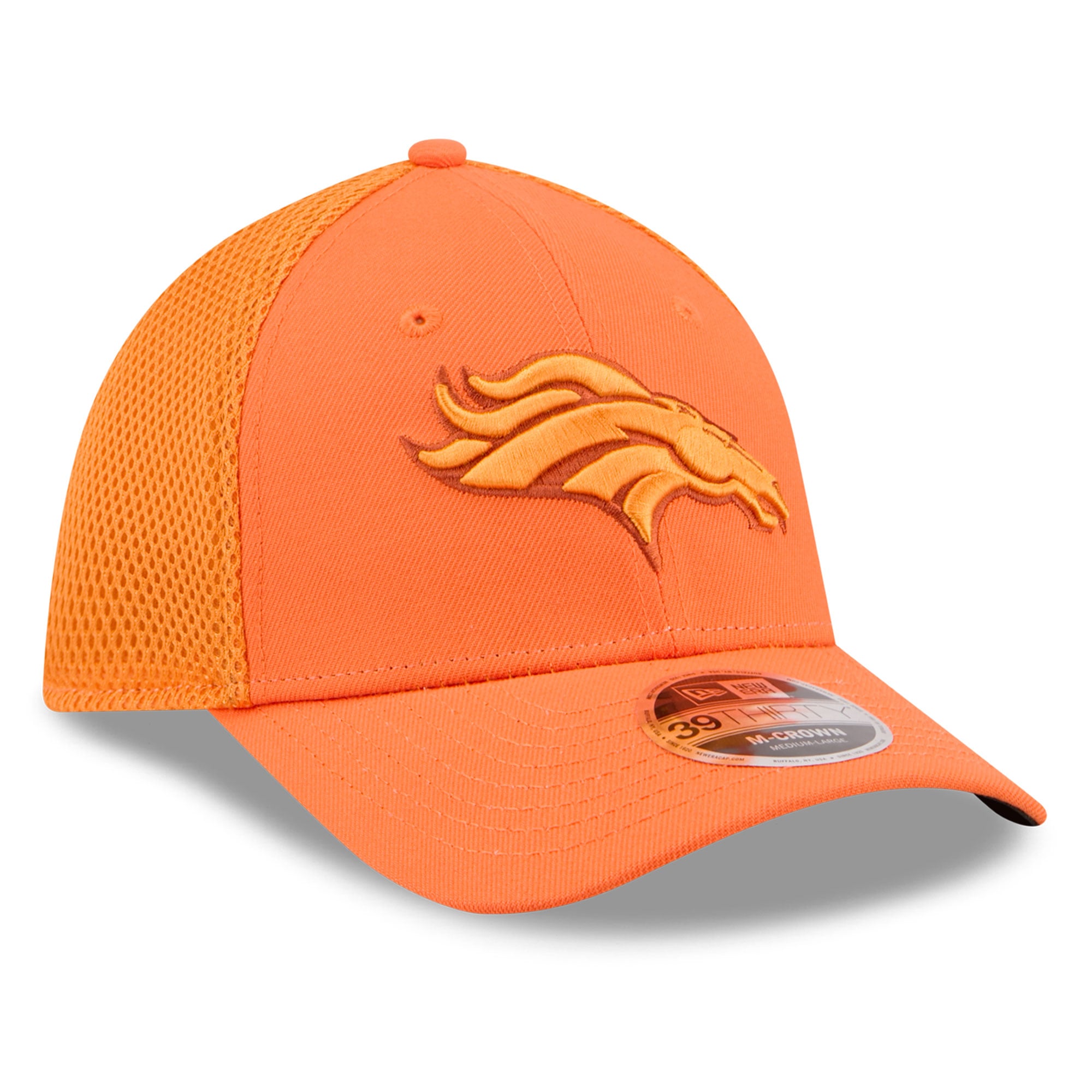 Casquette New Era pour homme, orange Denver Broncos Neo Mesh 39THIRTY M-Crown Stretch
