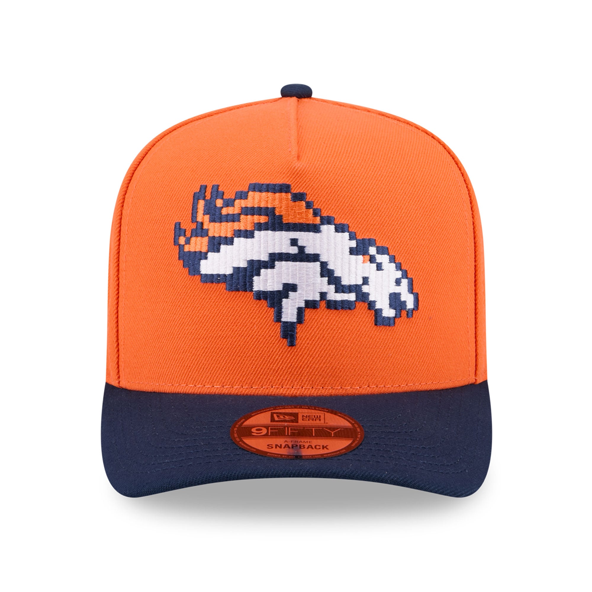 Men's New Era Orange Denver Broncos Pixel A-Frame 9FIFTY Snapback Hat