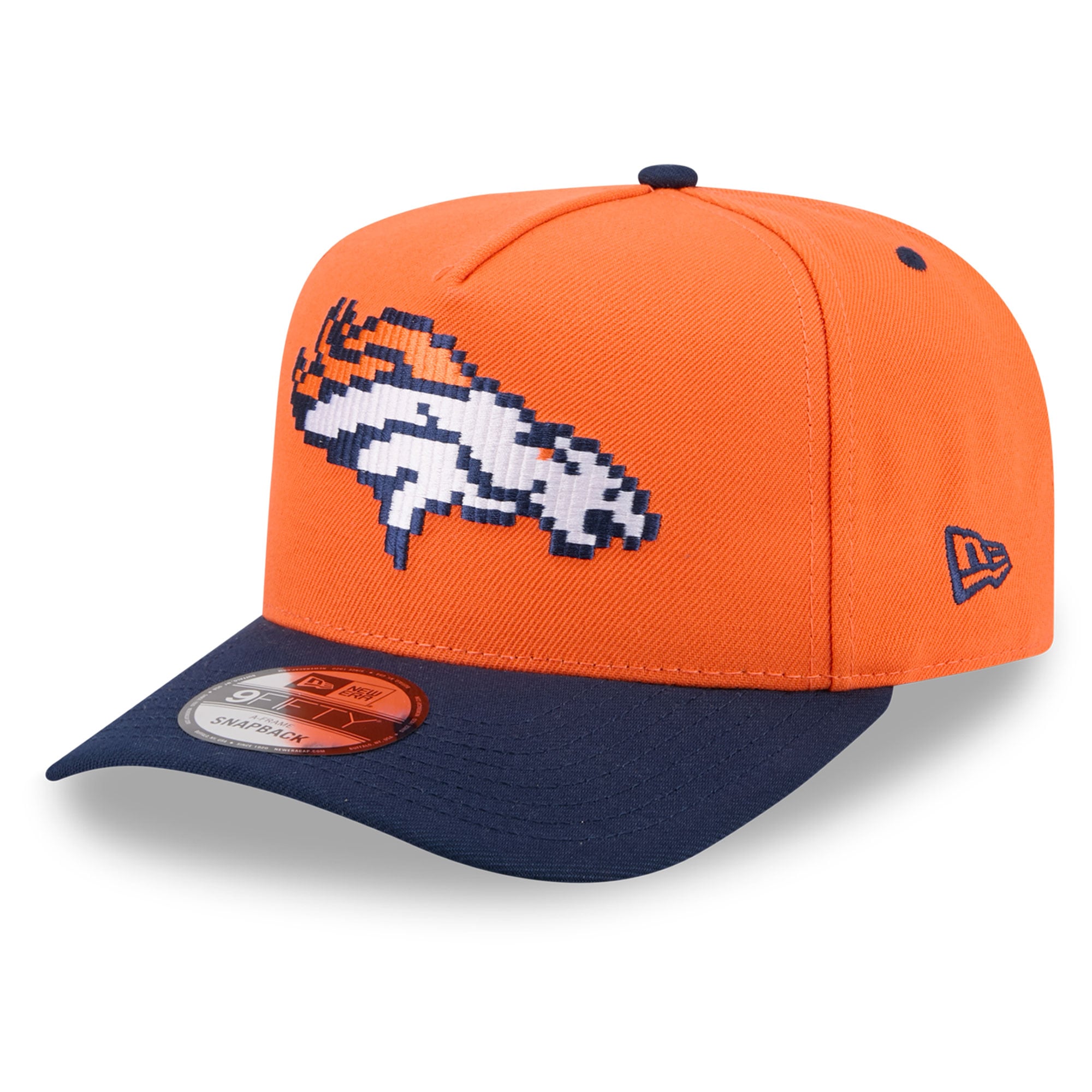 Men's New Era Orange Denver Broncos Pixel A-Frame 9FIFTY Snapback Hat