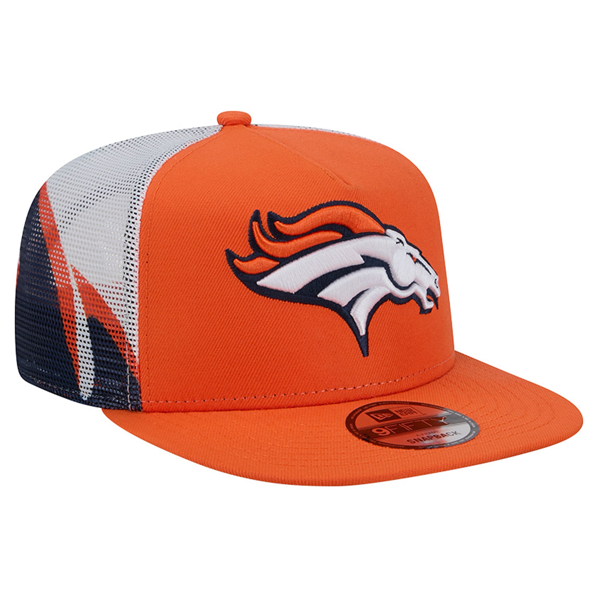 Casquette trucker New Era 9FIFTY Snapback orange/marine Denver Broncos pour homme