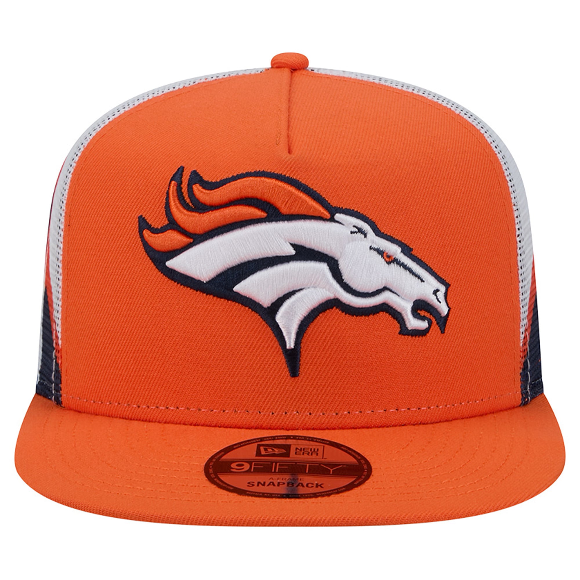 Casquette trucker New Era 9FIFTY Snapback orange/marine Denver Broncos pour homme
