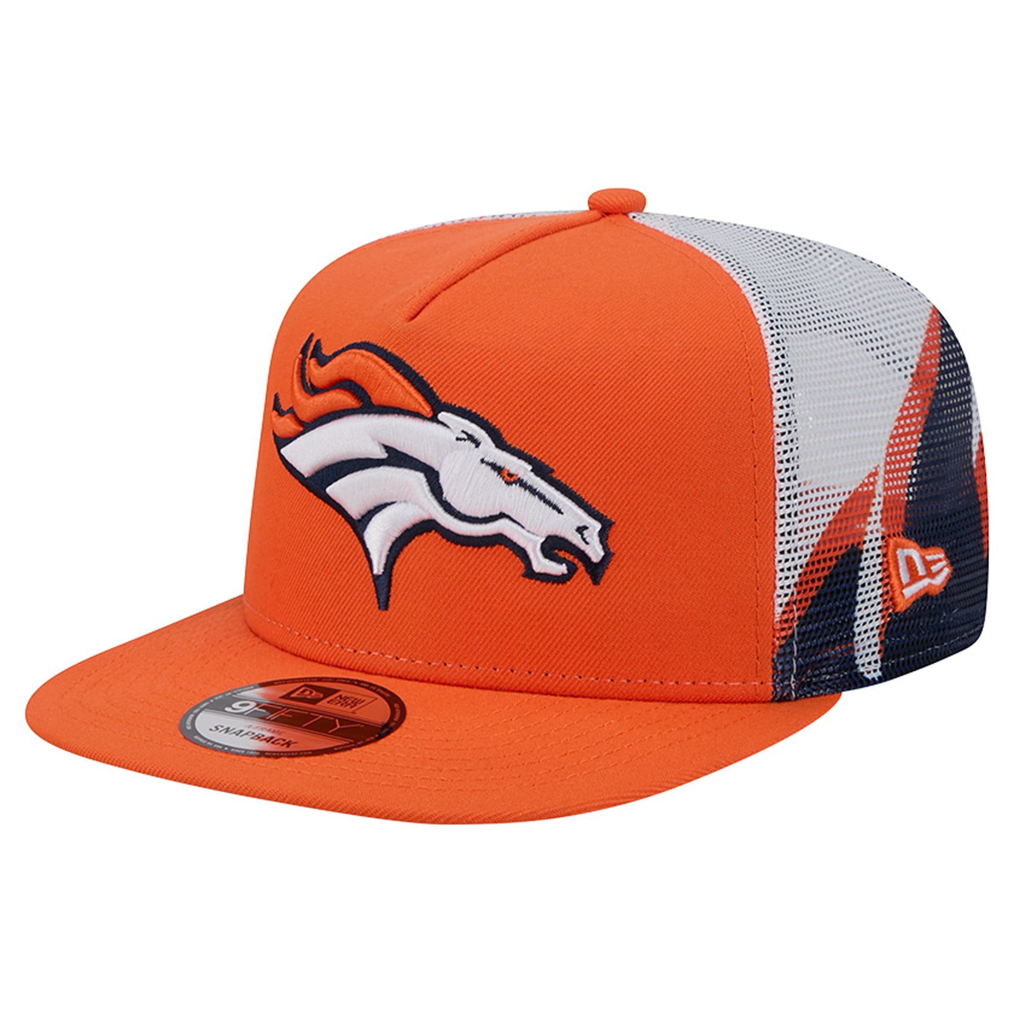 Casquette trucker New Era 9FIFTY Snapback orange/marine Denver Broncos pour homme