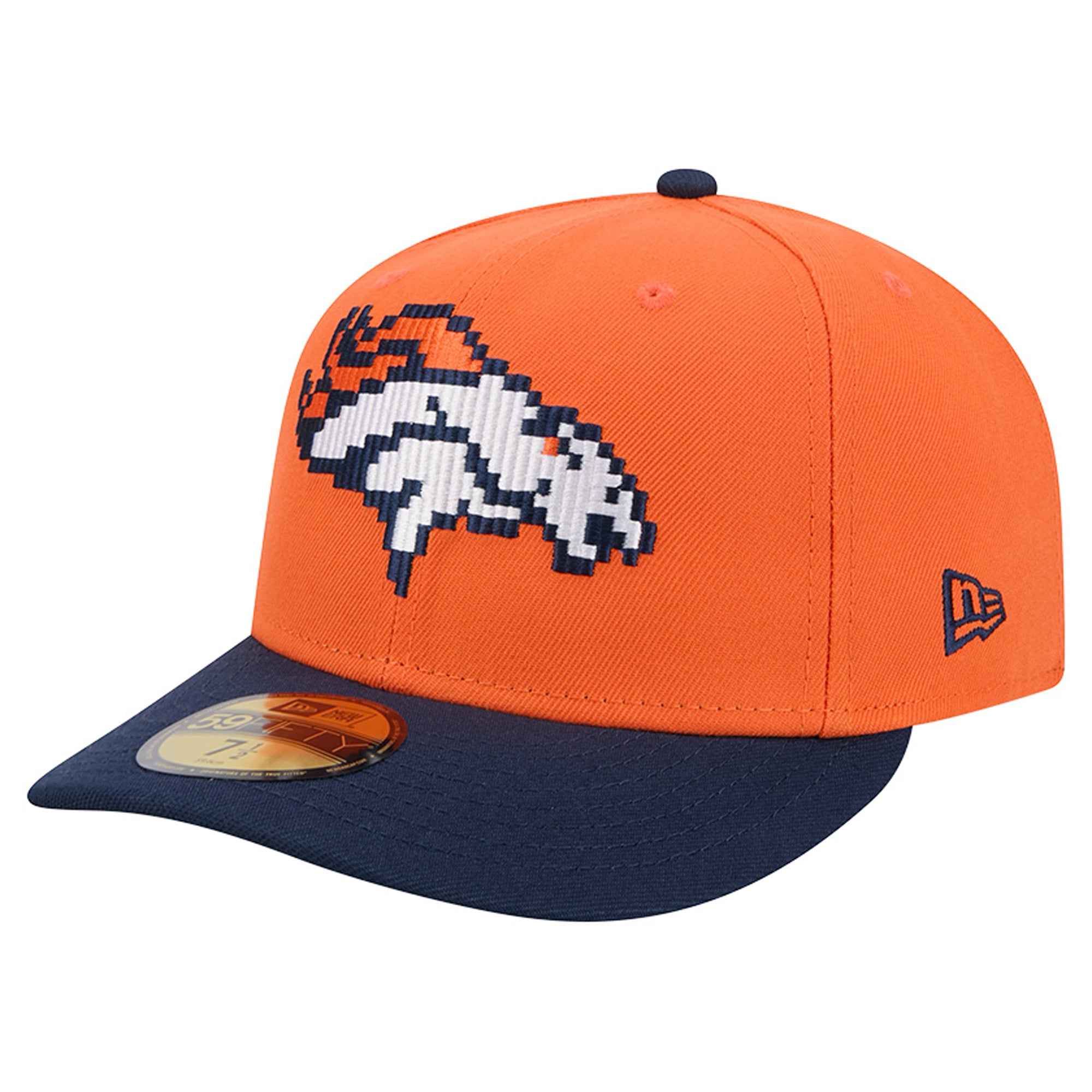 Men's New Era Orange/Navy Denver Broncos Pixel Curved 59FIFTY Fitted Hat