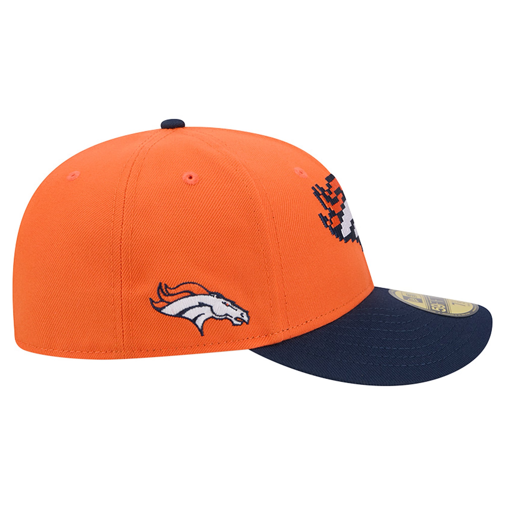 Men's New Era Orange/Navy Denver Broncos Pixel Curved 59FIFTY Fitted Hat