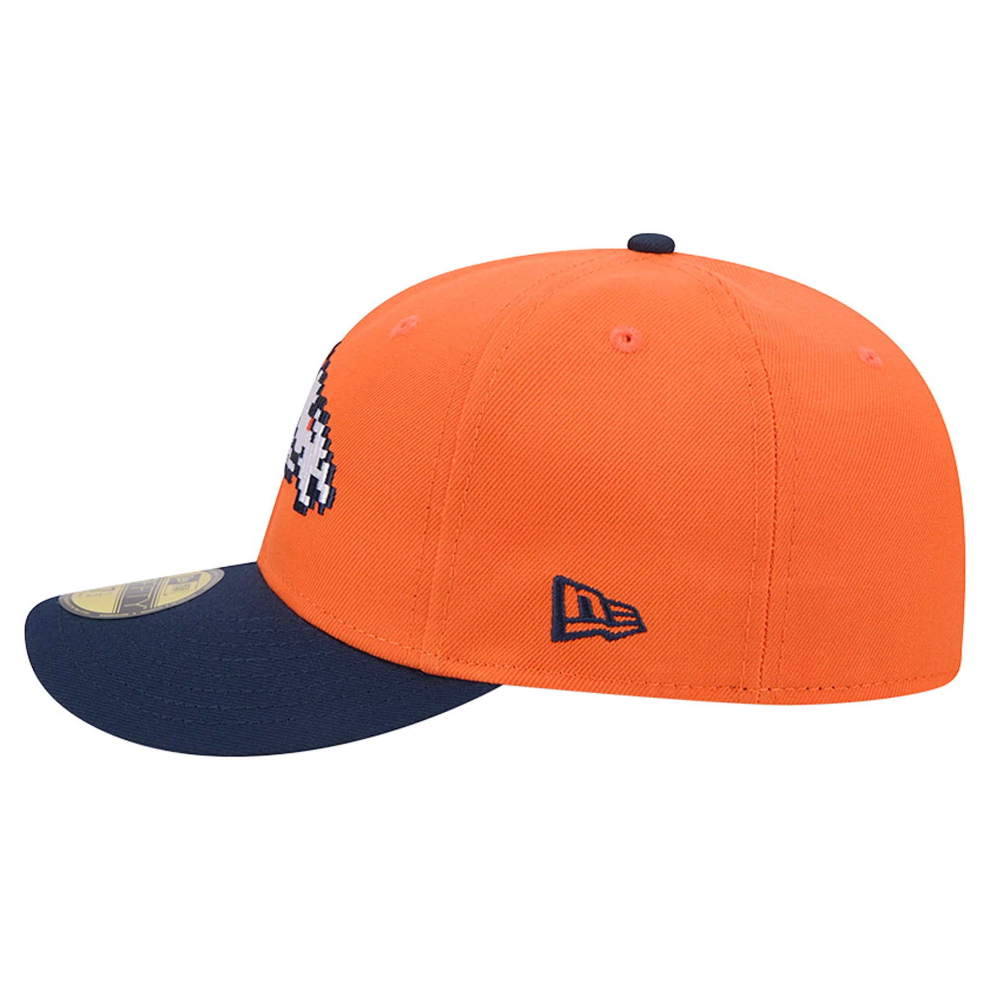 Men's New Era Orange/Navy Denver Broncos Pixel Curved 59FIFTY Fitted Hat