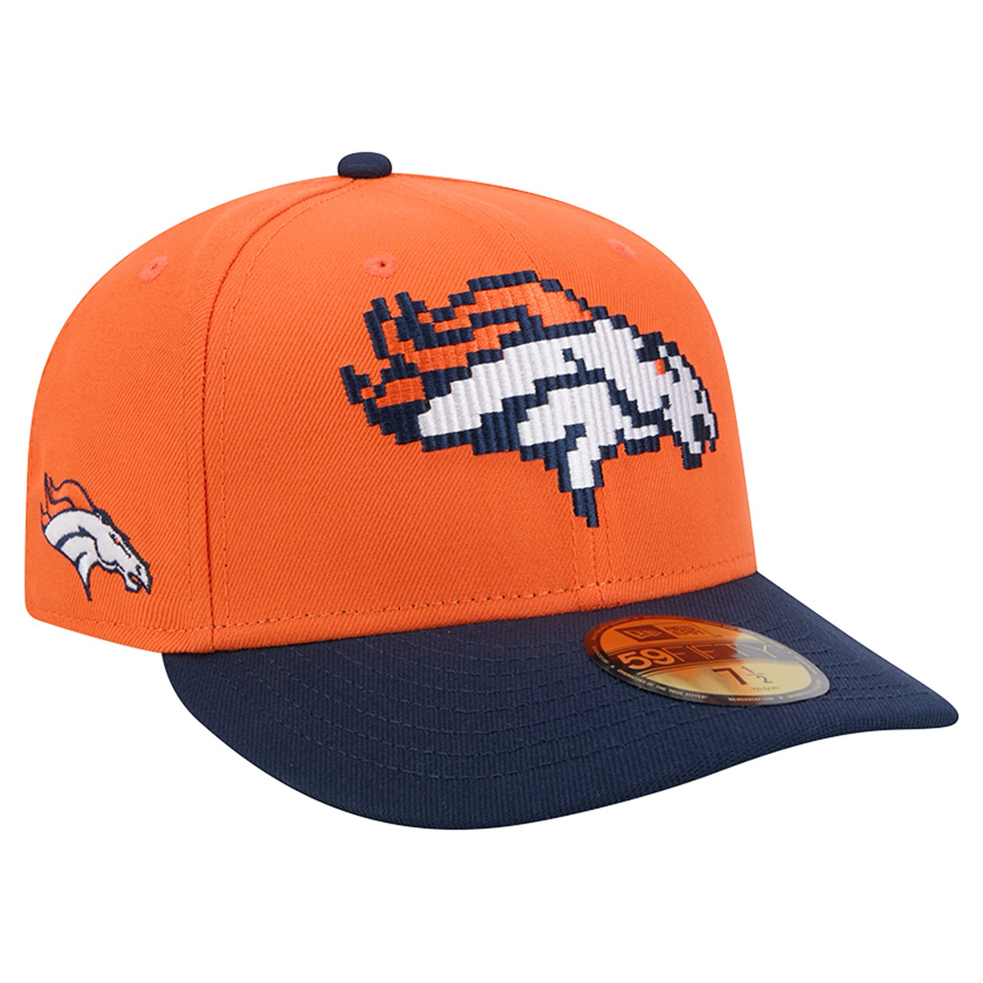Men's New Era Orange/Navy Denver Broncos Pixel Curved 59FIFTY Fitted Hat