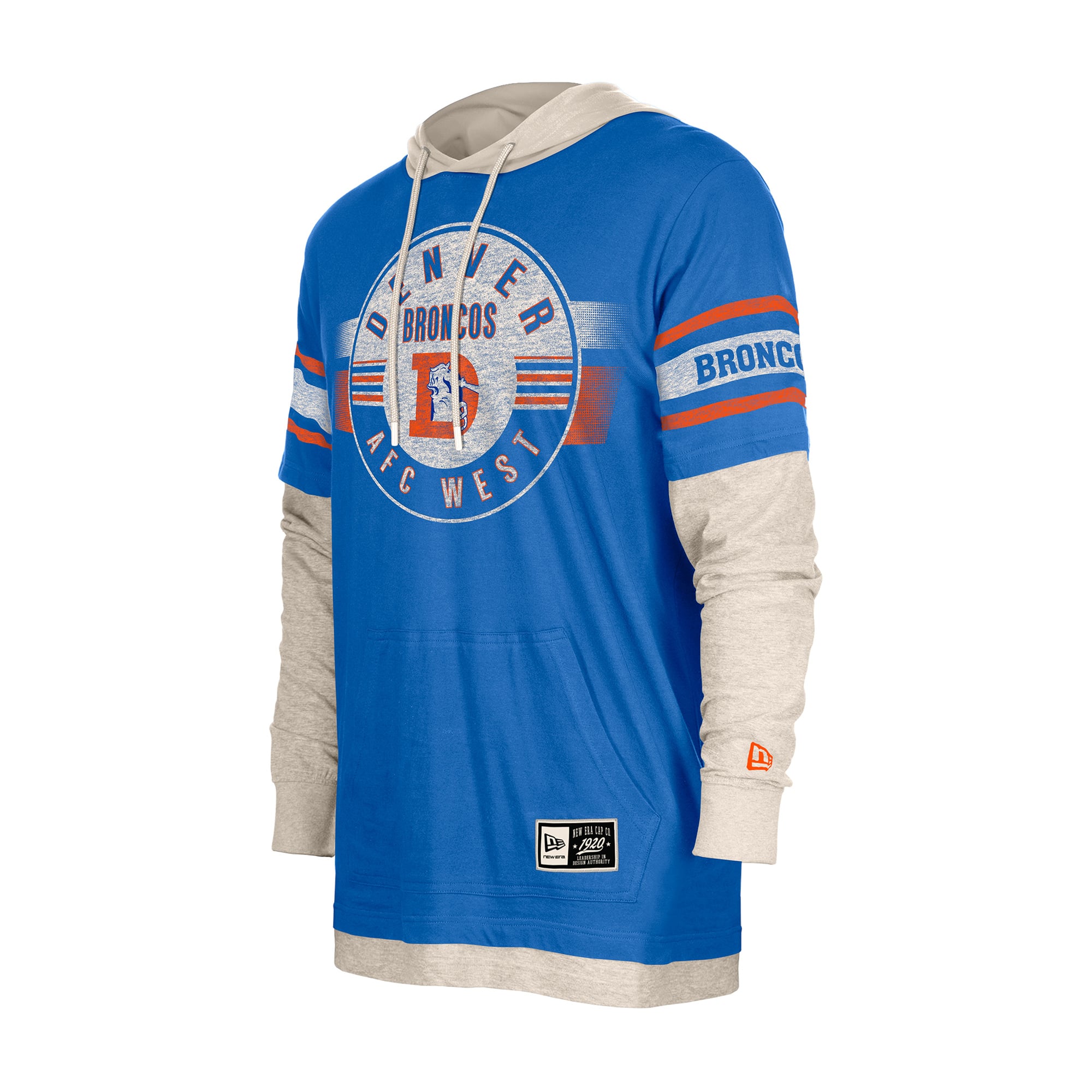 T-shirt à capuche manches longues New Era Royal Denver Broncos pour homme