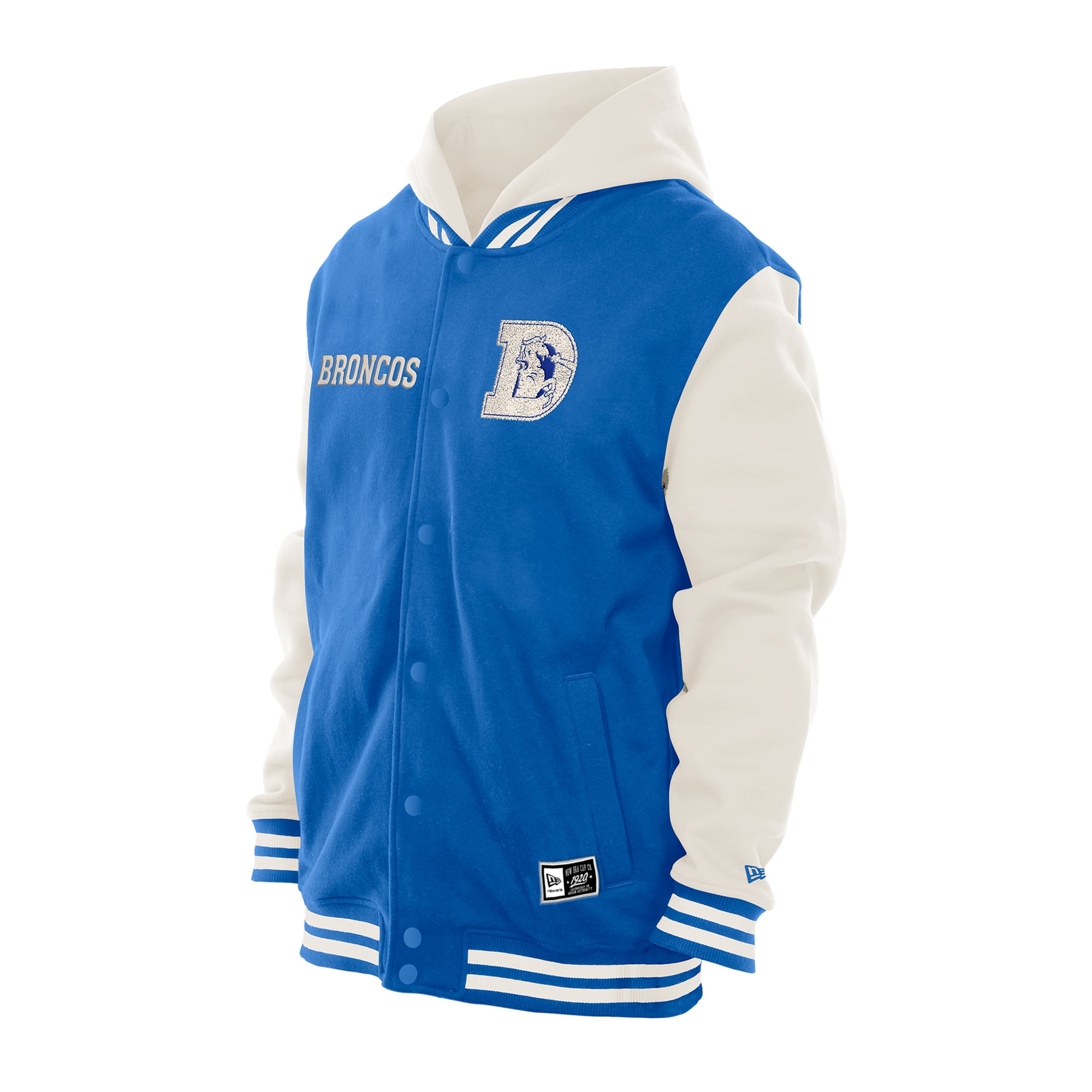 Men's New Era Royal/Cream Denver Broncos Full-Snap Fleece Hooded Jacket