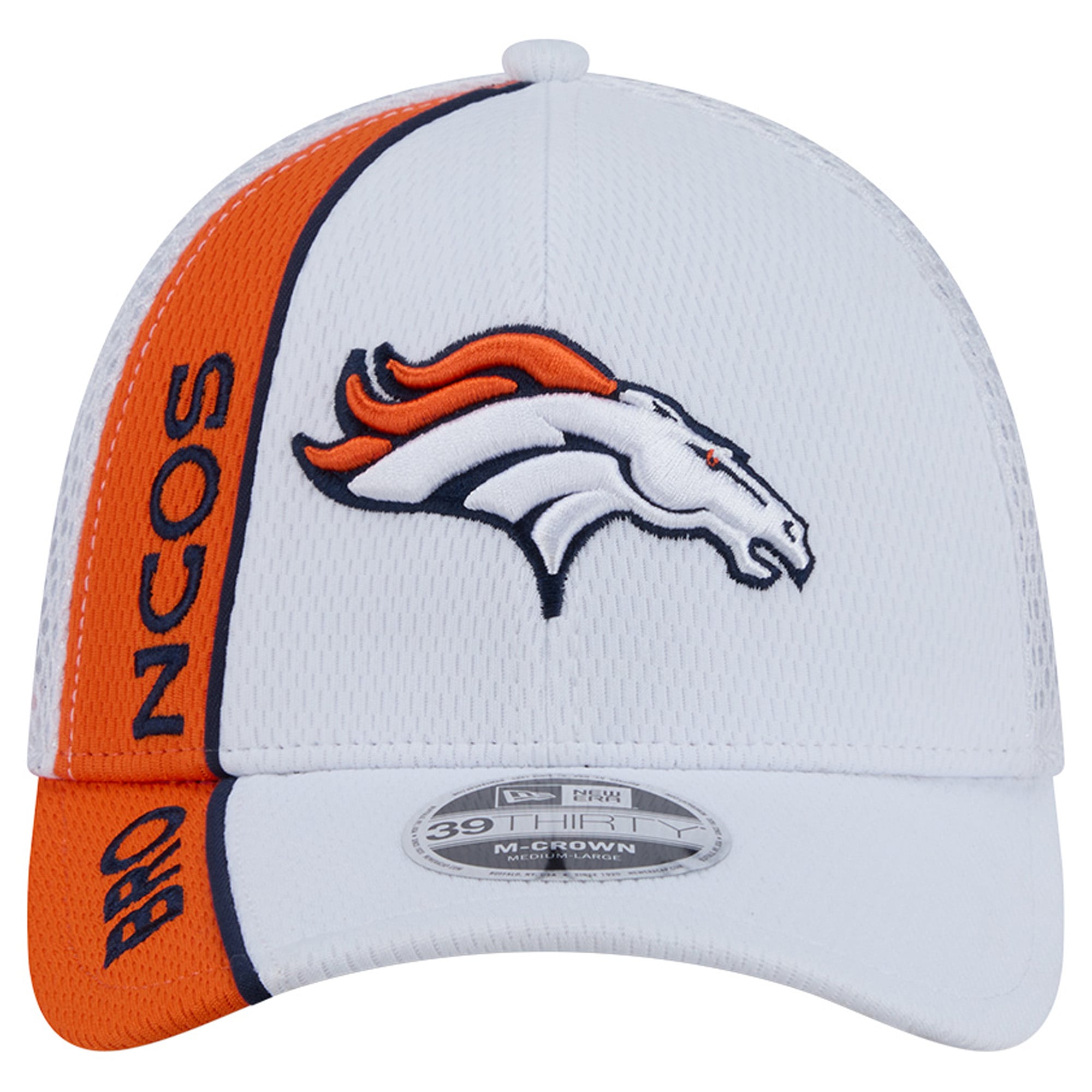 Casquette New Era blanche et orange Denver Broncos Dash 39THIRTY M-Crown Flex pour homme