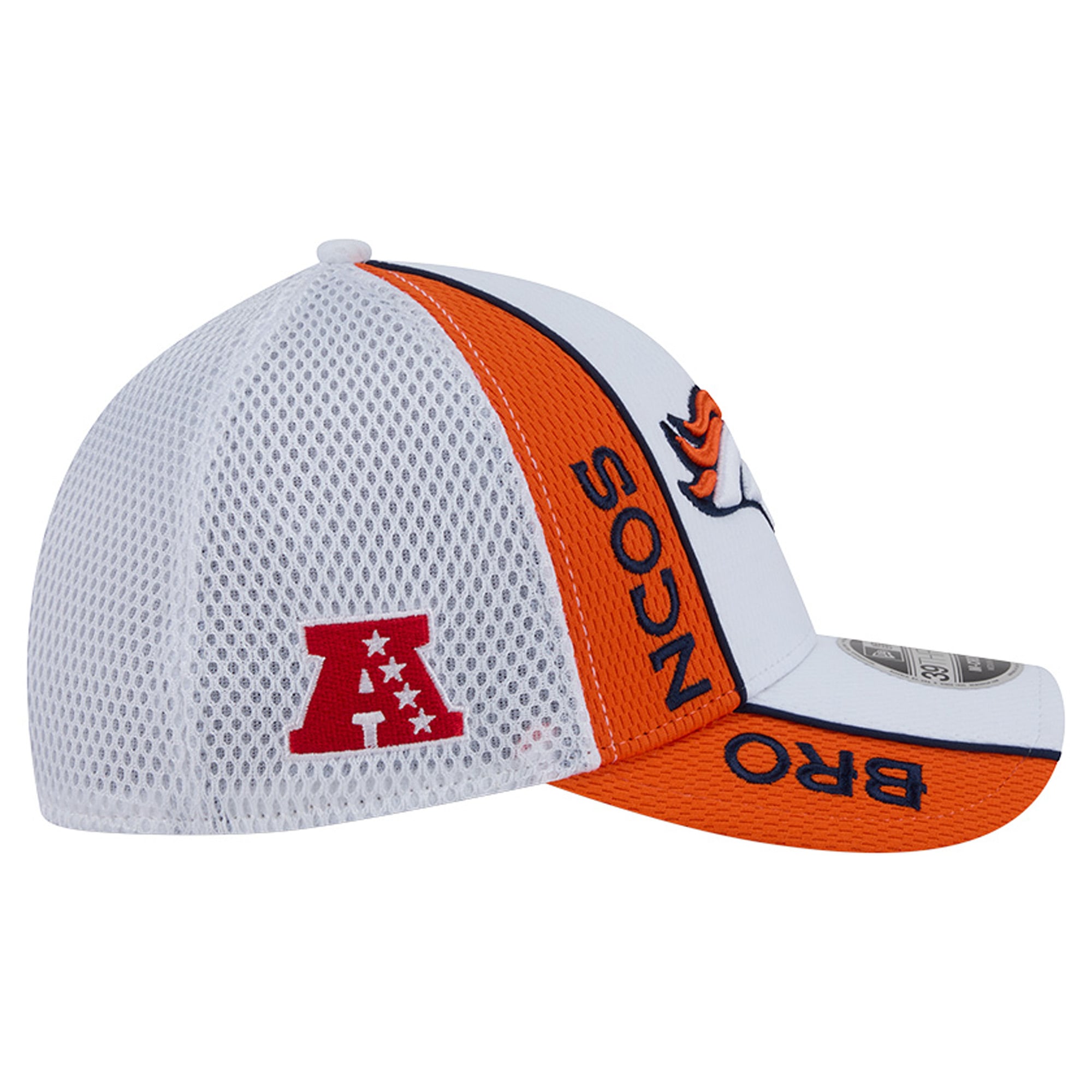 Casquette New Era blanche et orange Denver Broncos Dash 39THIRTY M-Crown Flex pour homme