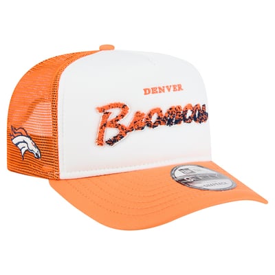 Denver Broncos New Era Foam A-Frame 9FIFTY Snapback Trucker Hat - White/Orange