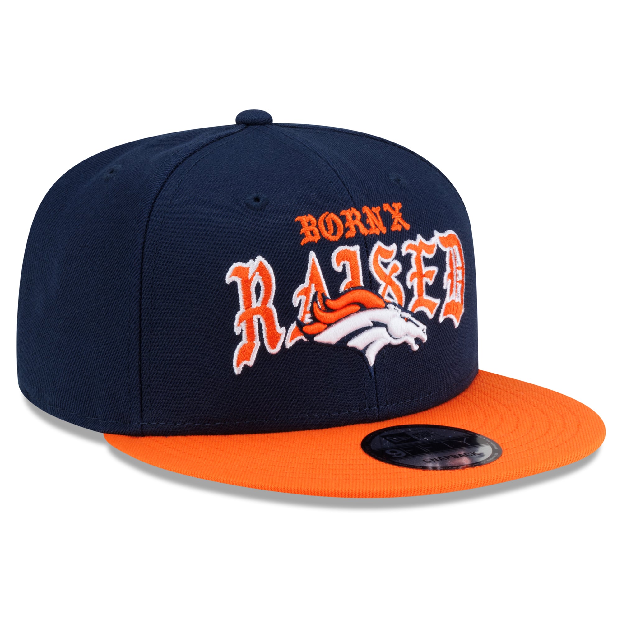 Casquette snapback New Era x Born x Raised Denver Broncos 9FIFTY pour homme, bleu marine/orange