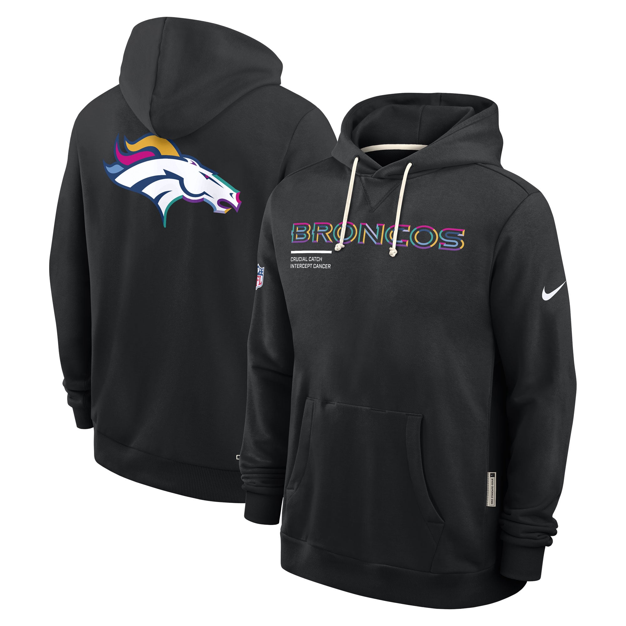 Men's Nike Black Denver Broncos 2025 NFL Crucial Catch Sideline Standard Issue Dri-FIT Hoodie