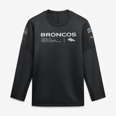  Denver Broncos Nike 2026 Salute to Service Sideline Coaches Crewneck Therma-FIT Sweatshirt - Black