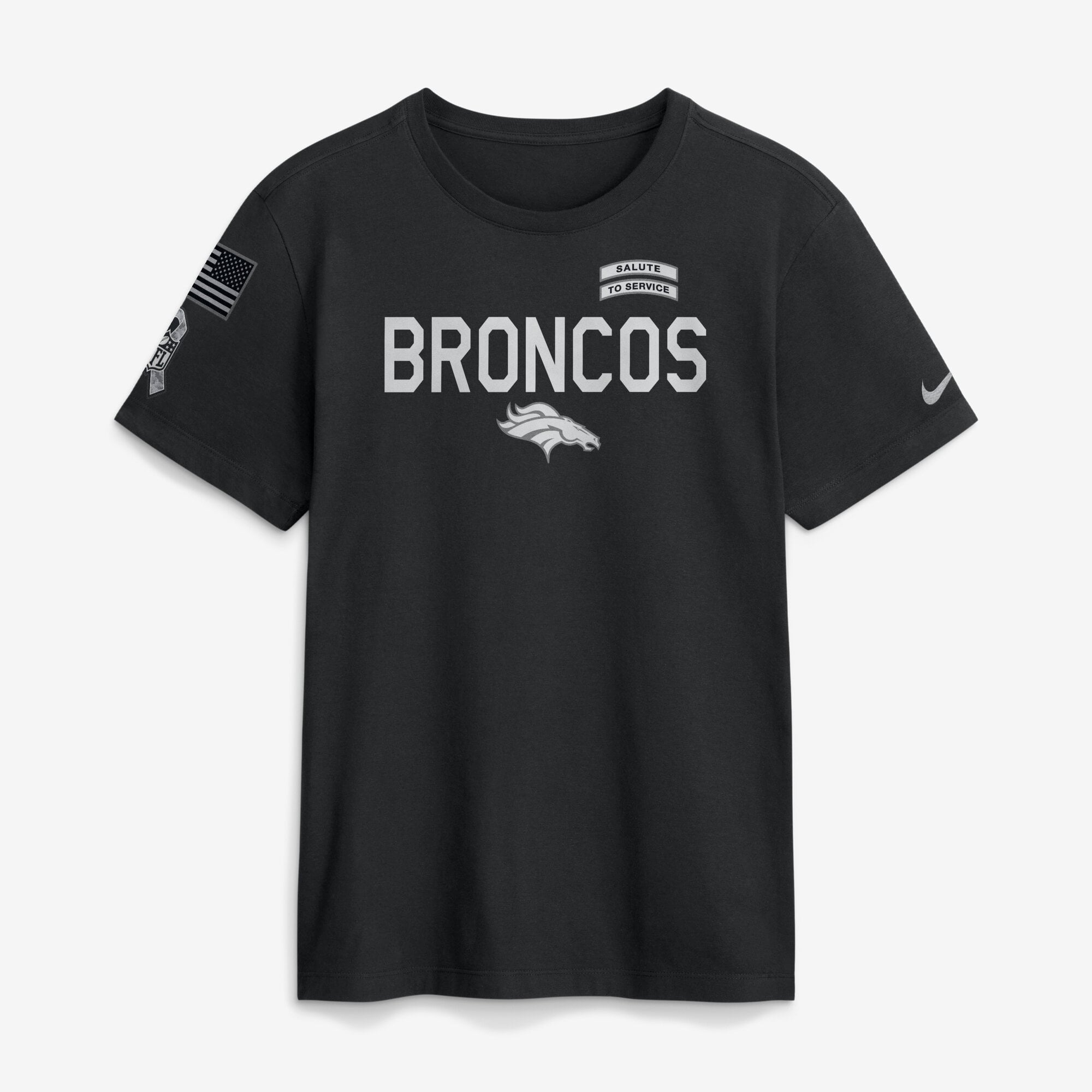 T-shirt Nike Dri-FIT noir pour homme Denver Broncos 2026 Salute to Service Sideline