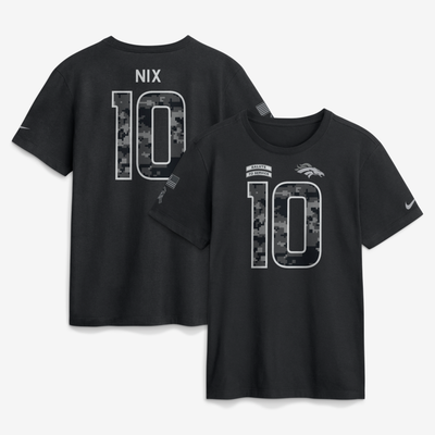 Bo Nix Denver Broncos Nike 2026 Salute to Service Name & Number T-Shirt - Black