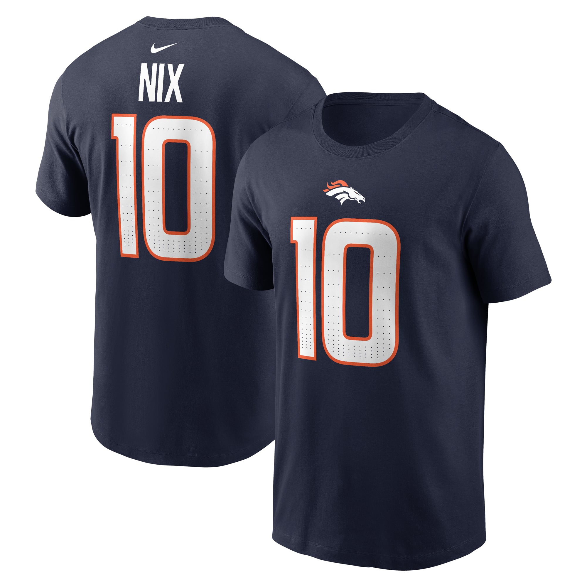 T-shirt Nike Bo Nix orange Denver Broncos pour homme, avec nom et numéro