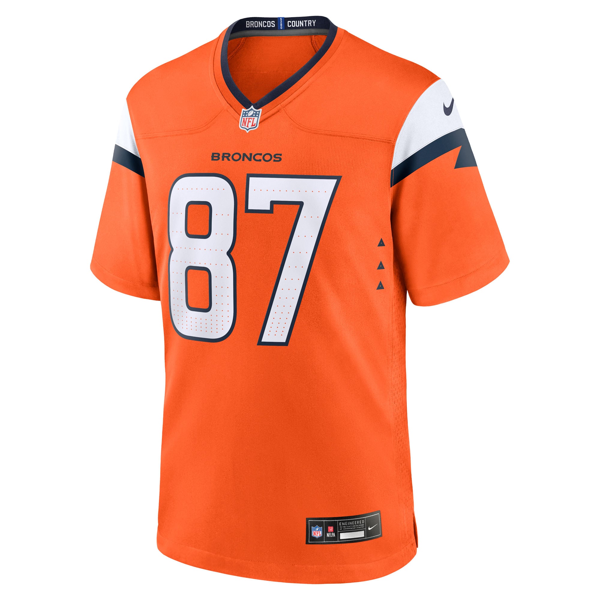 Maillot de match Nike Dane Key orange des Broncos Denver pour homme