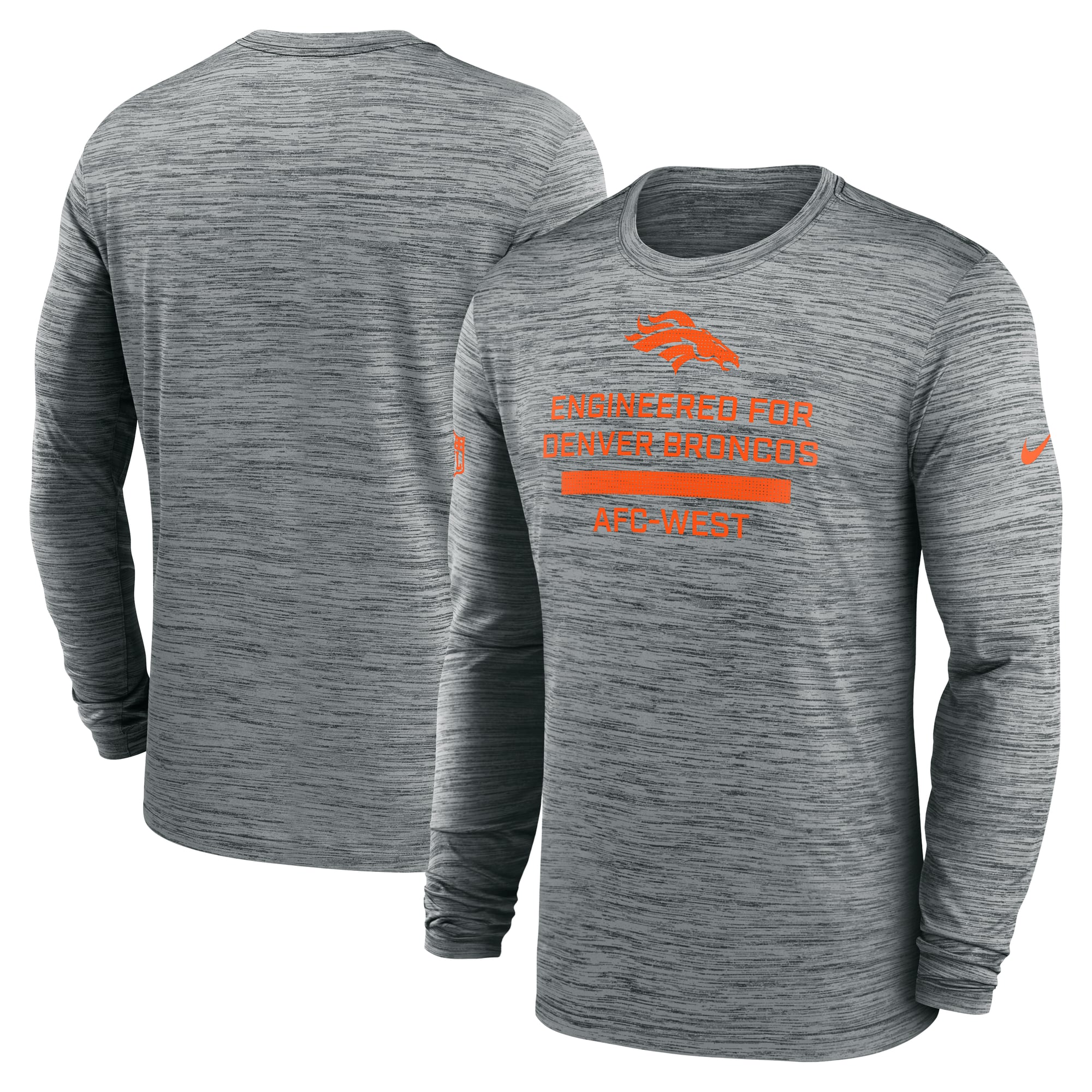 Men's Nike Gray Denver Broncos Sideline Velocity Dri-FIT Long Sleeve T-Shirt