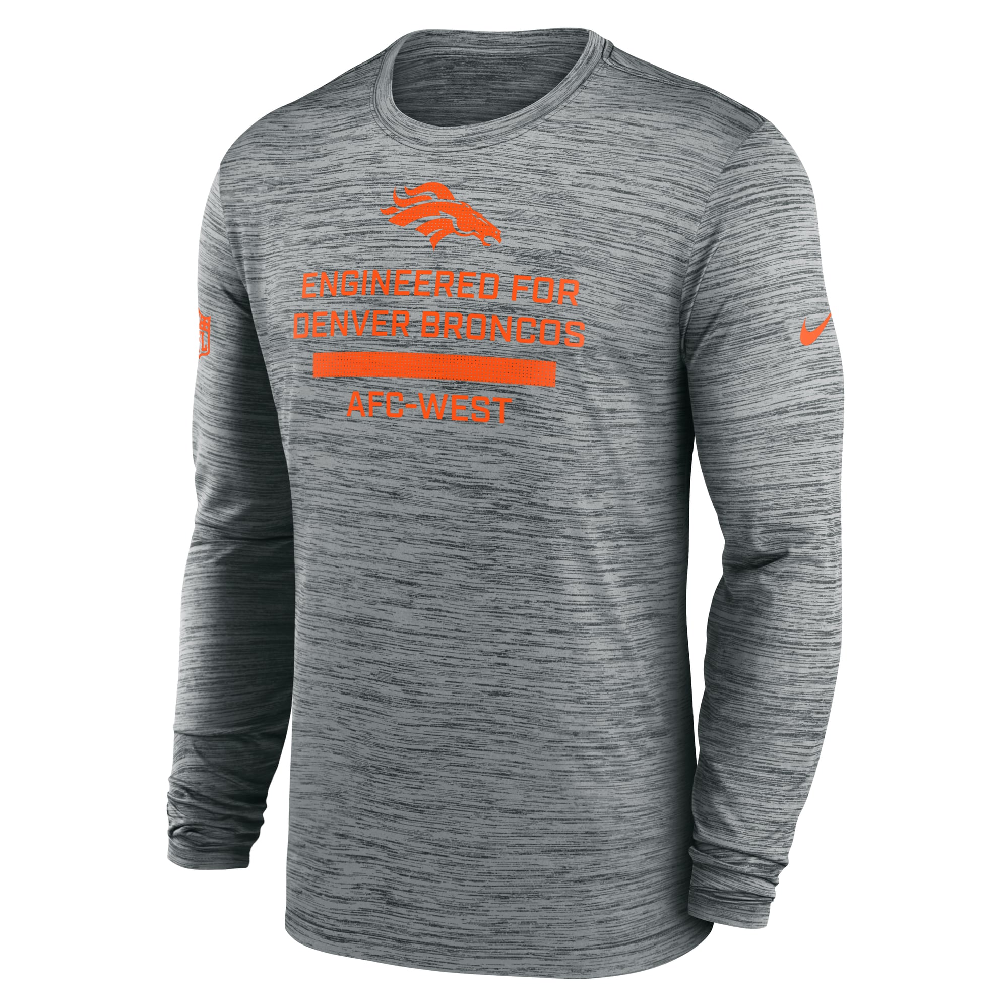 Men's Nike Gray Denver Broncos Sideline Velocity Dri-FIT Long Sleeve T-Shirt